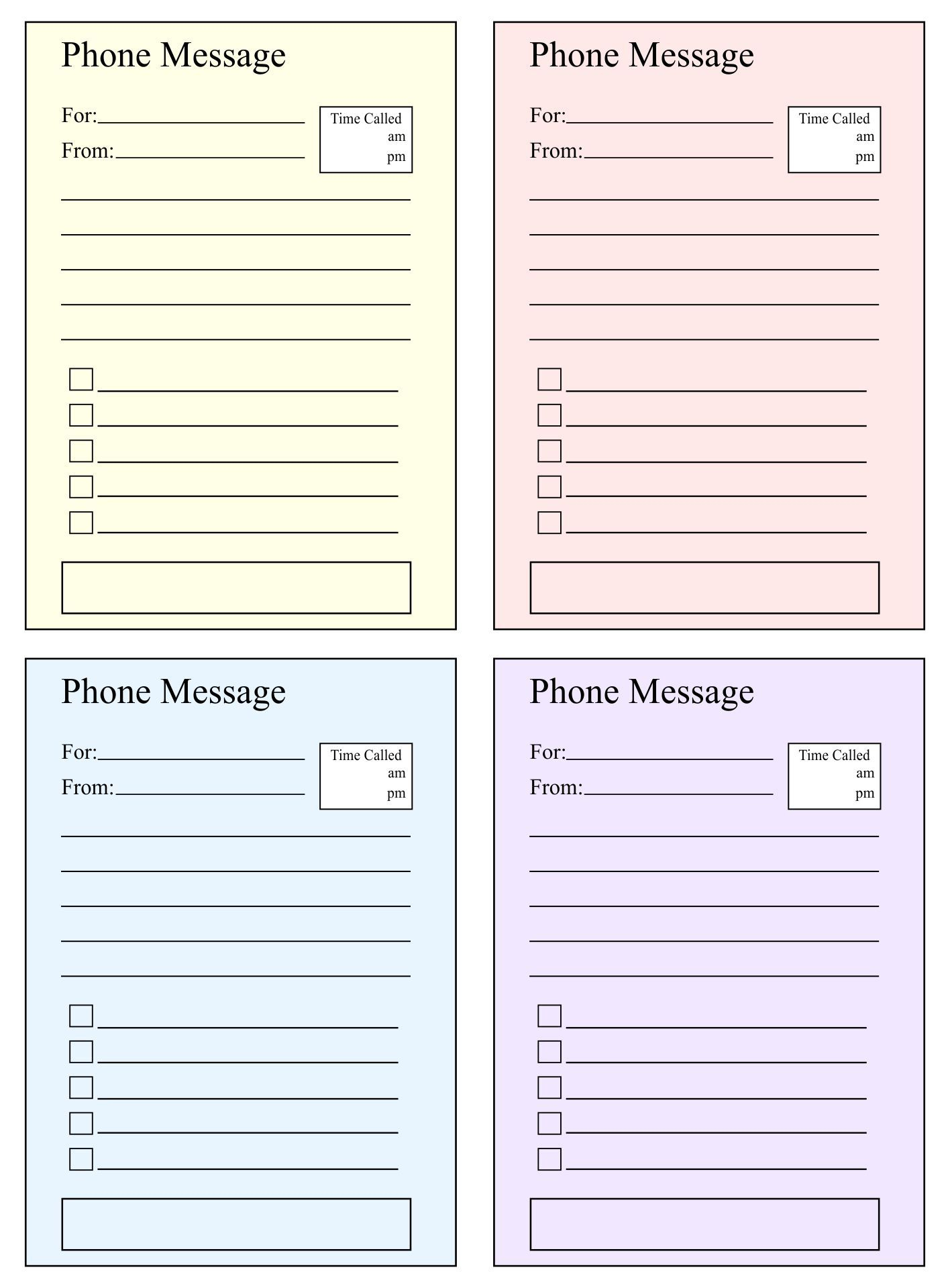 Telephone Message Template - 10 Free Pdf Printables | Printablee with Free Printable Message Sheets