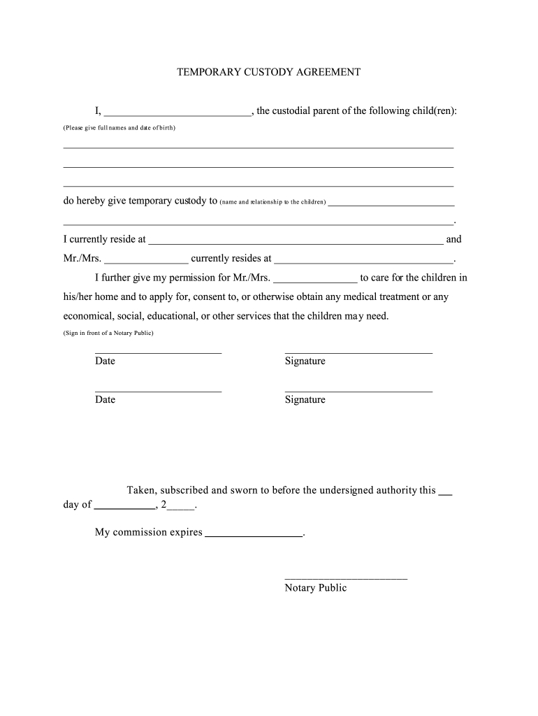 Temporary Guardianship Form - Fill Online, Printable, Fillable with Free Printable Temporary Guardianship Form