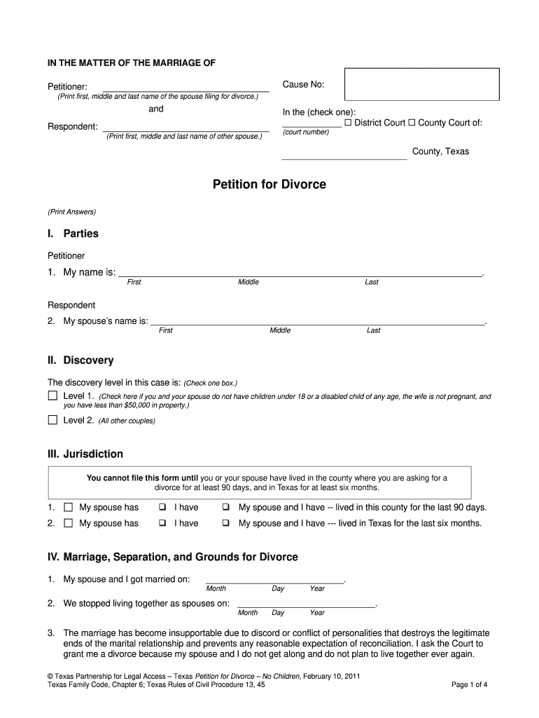 Texas Divorce Forms Pdf: Fill Out &amp;amp; Sign Online | Dochub in Free Printable Divorce Forms Texas