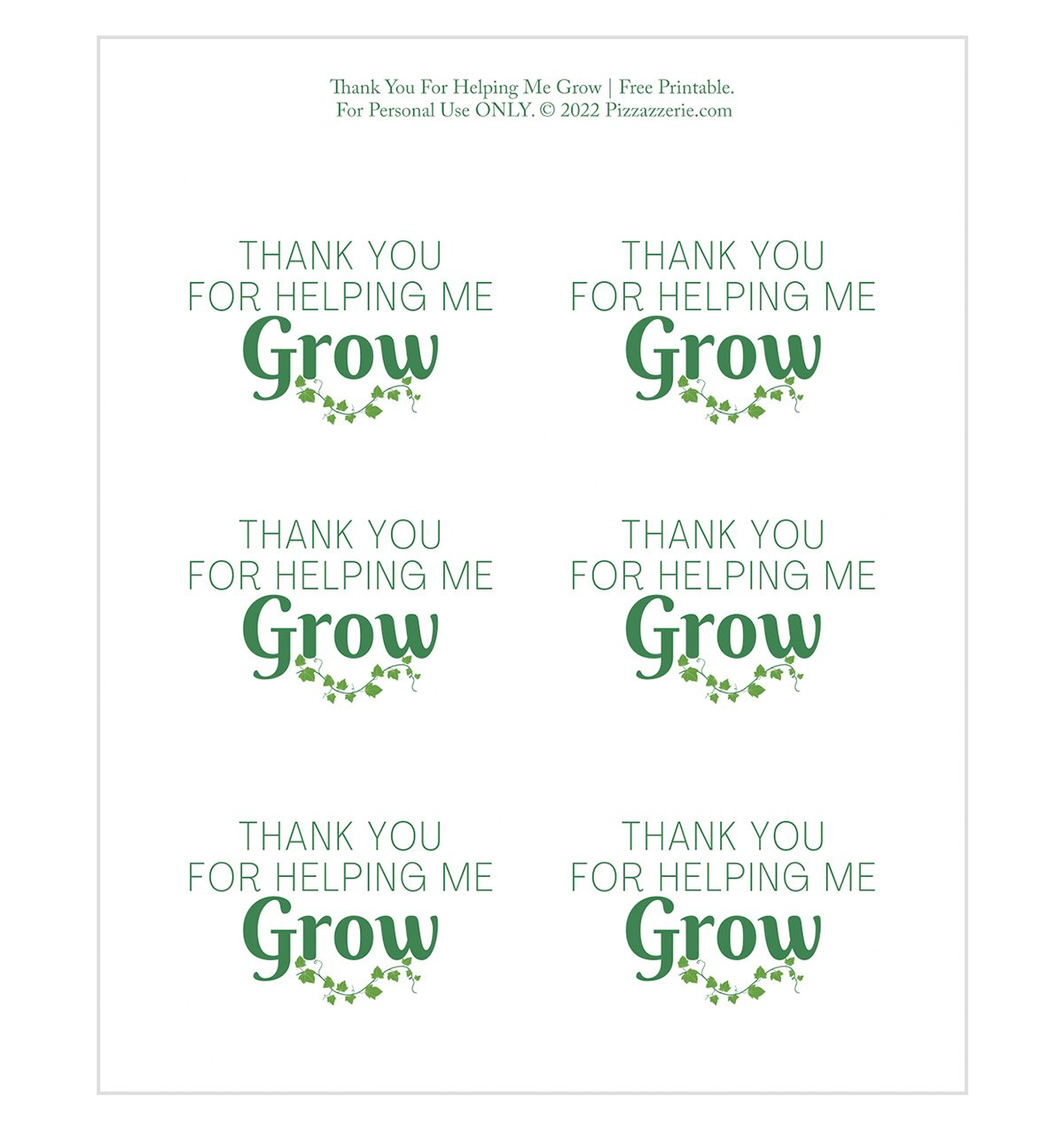 Thank You For Helping Me Grow (Teacher Gift, Free Printable within Thanks for Helping Me Grow Free Printable