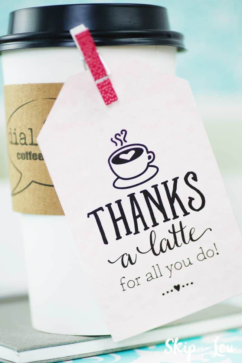 Thanks A Latte! Free Printable Gift Tags | Skip To My Lou in Thanks A Latte Free Printable Tag