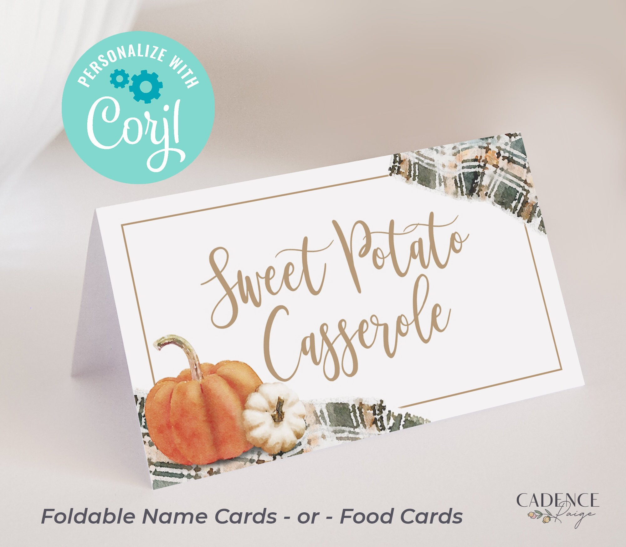 Thanksgiving Place Cards, Thanksgiving Food Signs, Customizable with regard to Free Printable Personalized Thanksgiving Place Cards