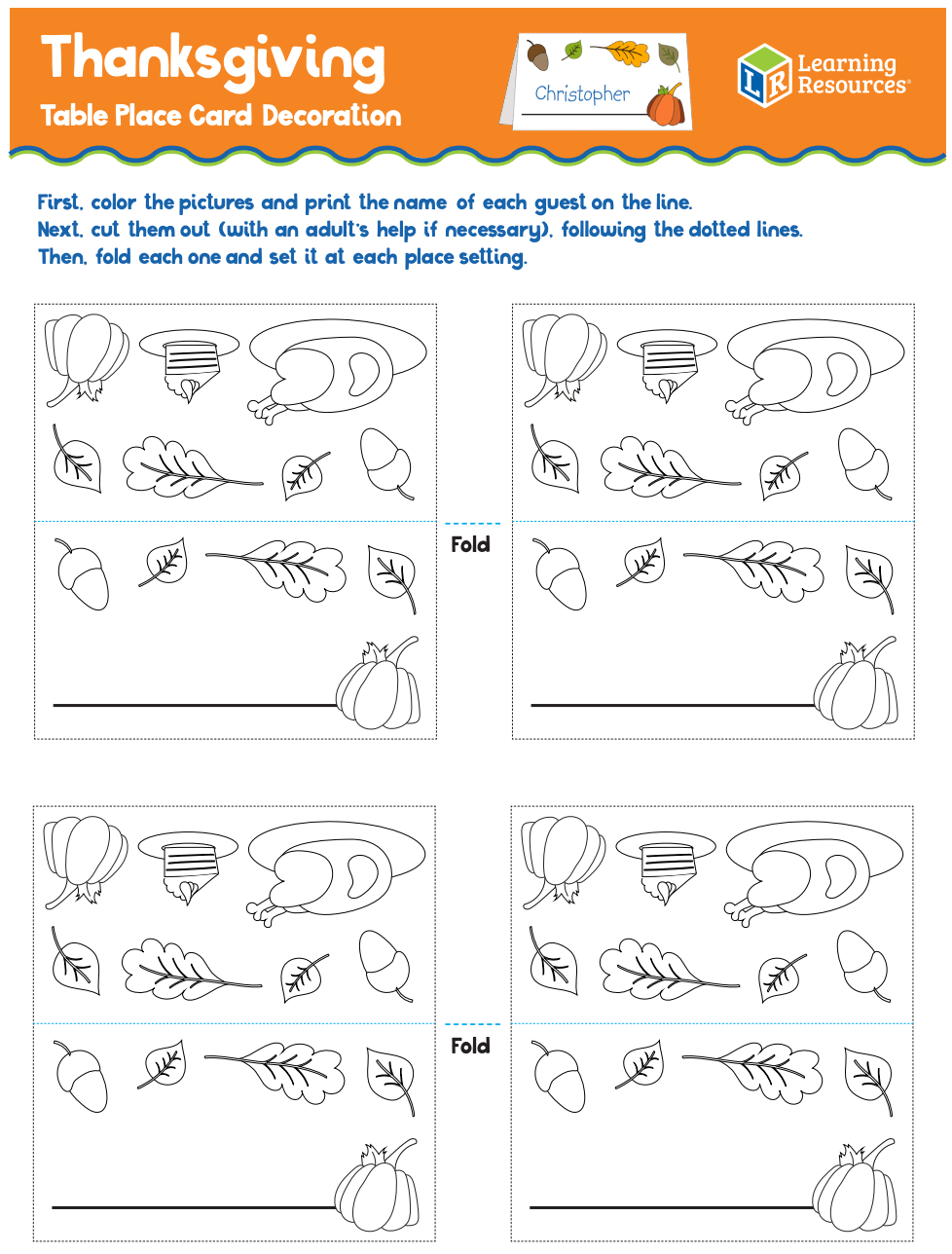 Thanksgiving Printable: Make A Table Place Card Decoration with regard to Free Printable Thanksgiving Place Cards To Color