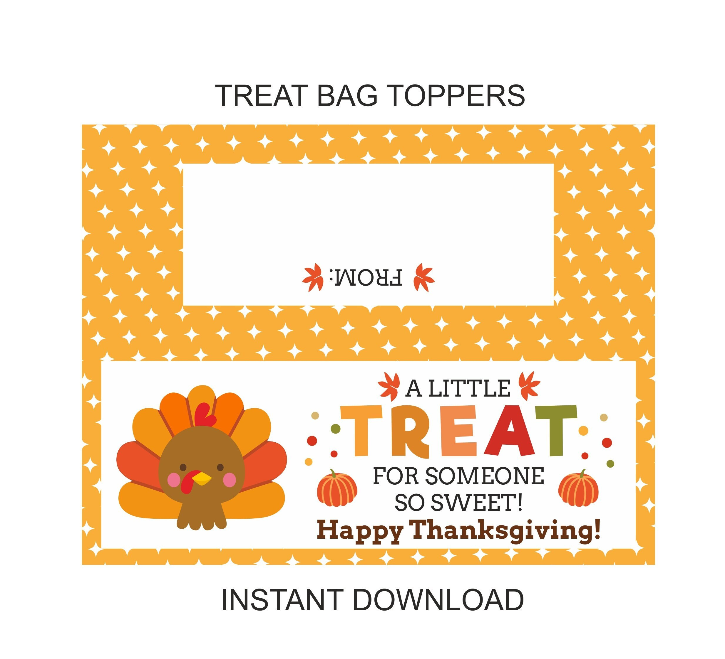 Thanksgiving Treat Bag Topper Printable / Thanksgiving Bag Topper inside Free Printable Thanksgiving Treat Bag Toppers