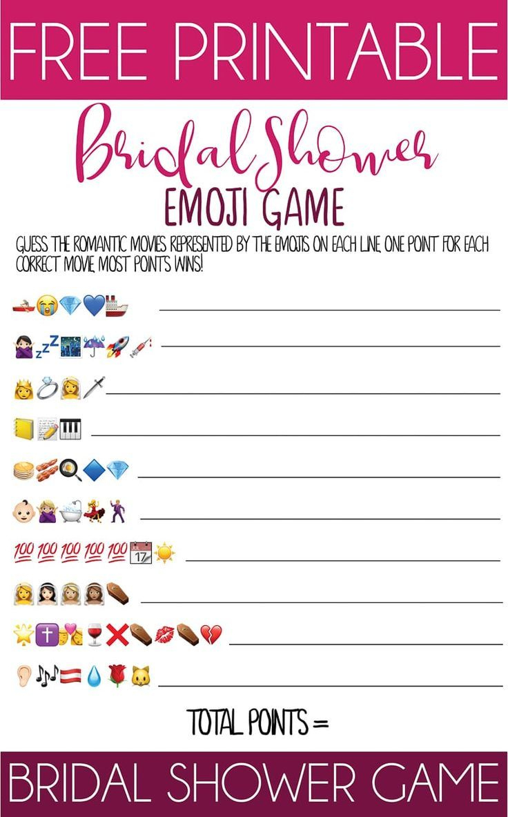 The Best And Unique Bridal Shower Emoji Game - Free Printable! in Emoji Bridal Shower Game Free Printable