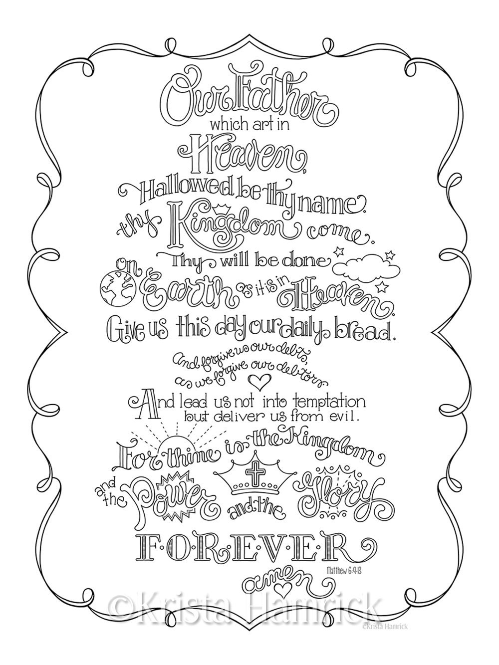 The Lord&amp;#039;S Prayer Coloring Page In Three Sizes: 8.5X11, 8X10 with Free Printable Lord&amp;#039;S Prayer Coloring Pages