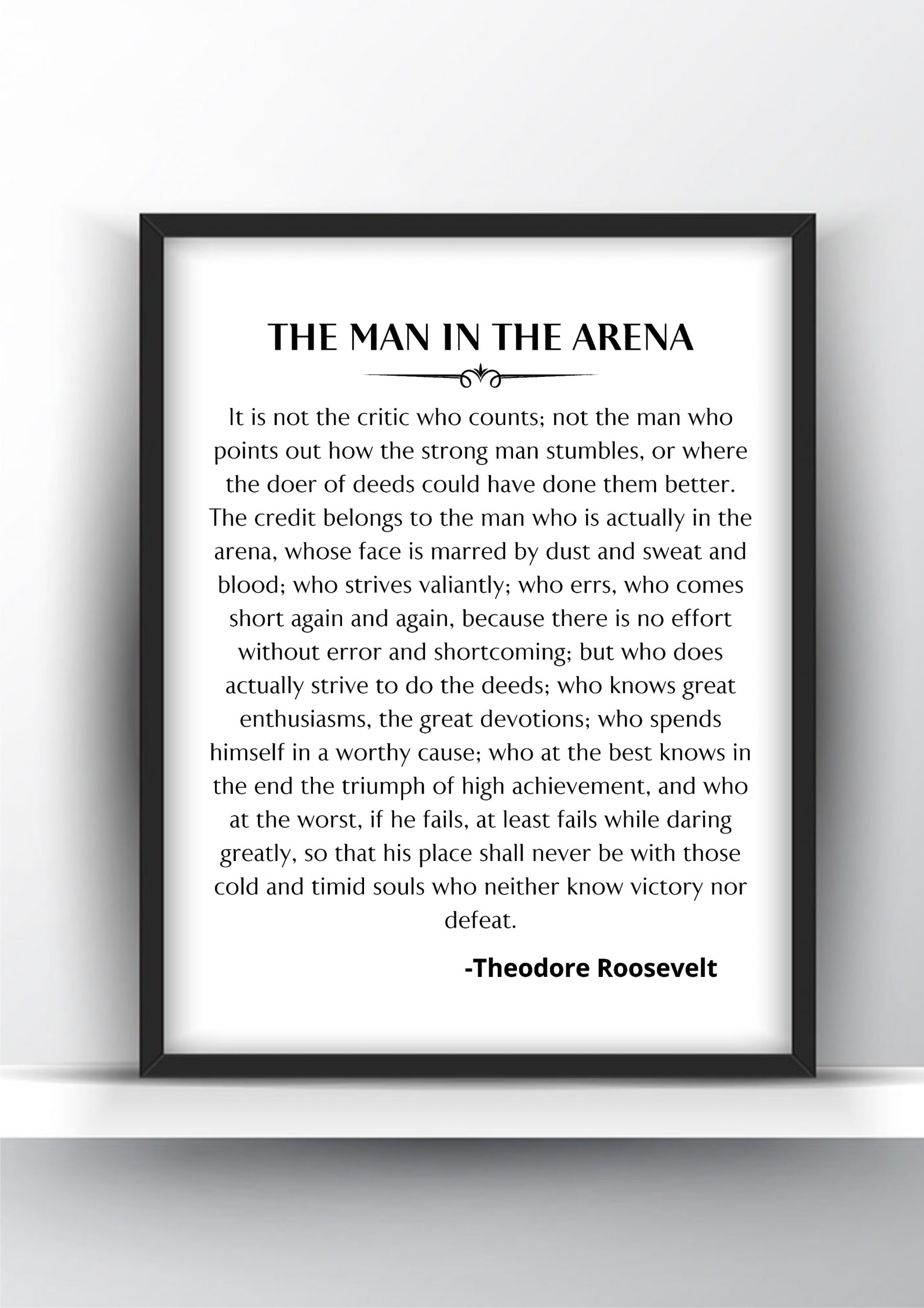 The Man In The Arena Speechtheodore Roosevelt Poster - Shark intended for Man In The Arena Free Printable