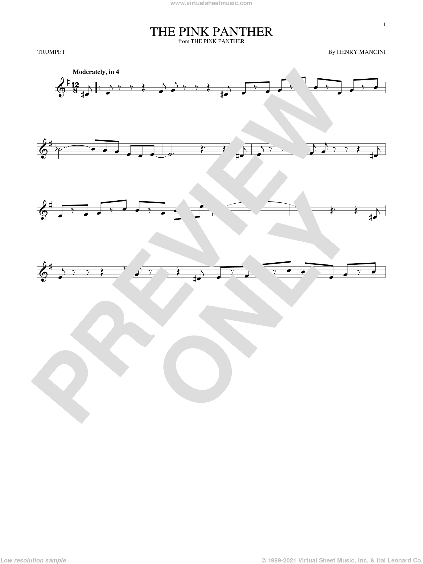 The Pink Panther intended for Free Printable Trumpet Sheet Music Pink Panther