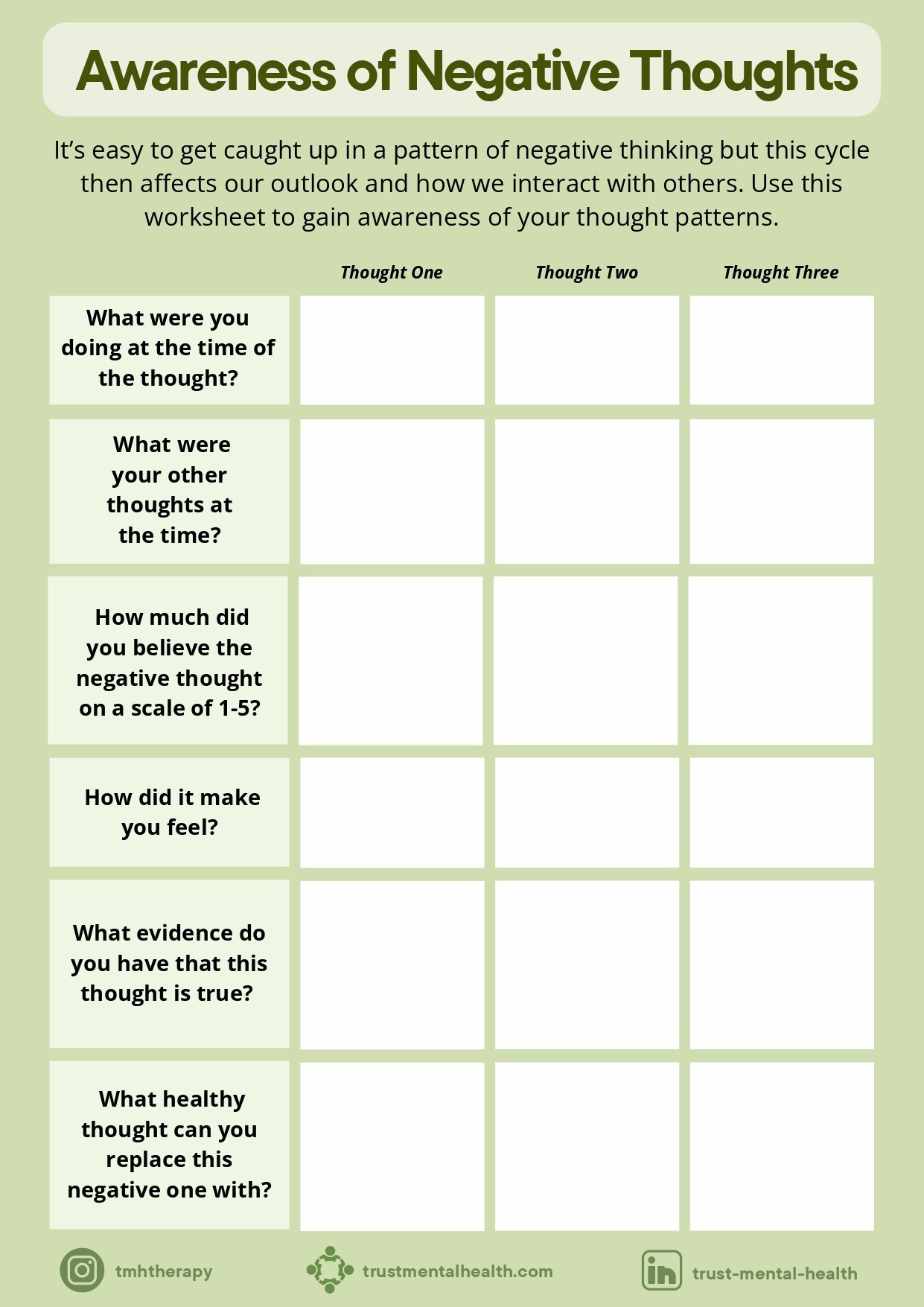 Therapy Worksheets | Cbt Worksheets | Trust Mental Health within Free Printable Mental Health Worksheets