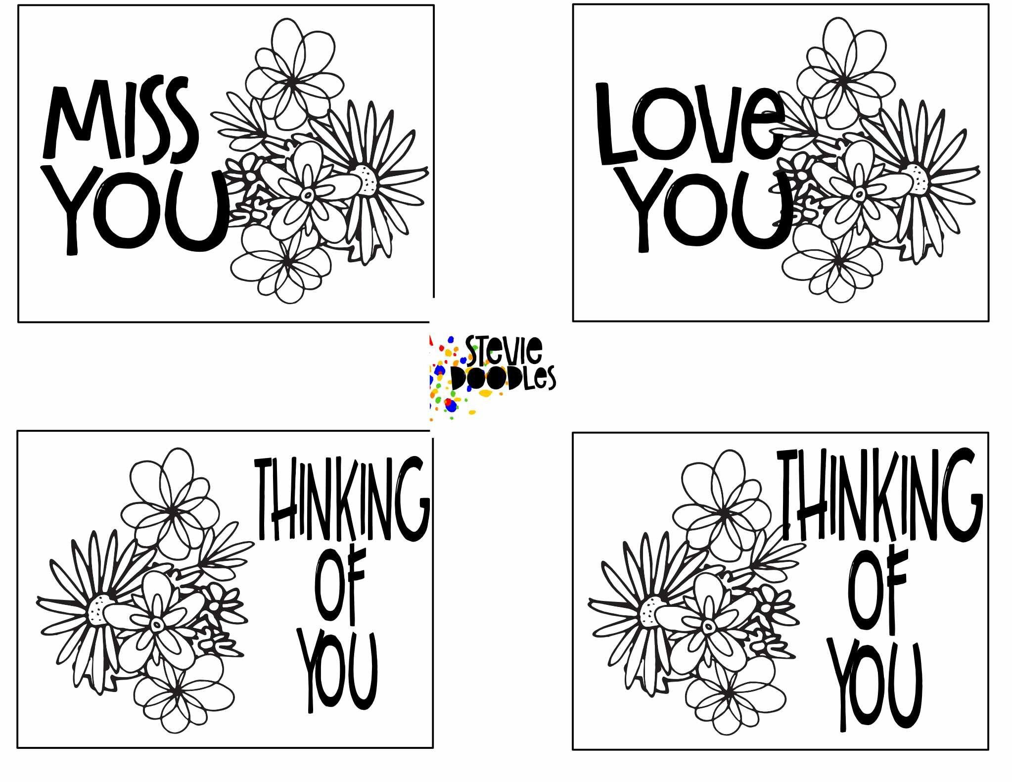 Thinking Of You - 7 Pages Of Cards To Print And Color — Stevie inside Free Printable Thinking Of You Cards