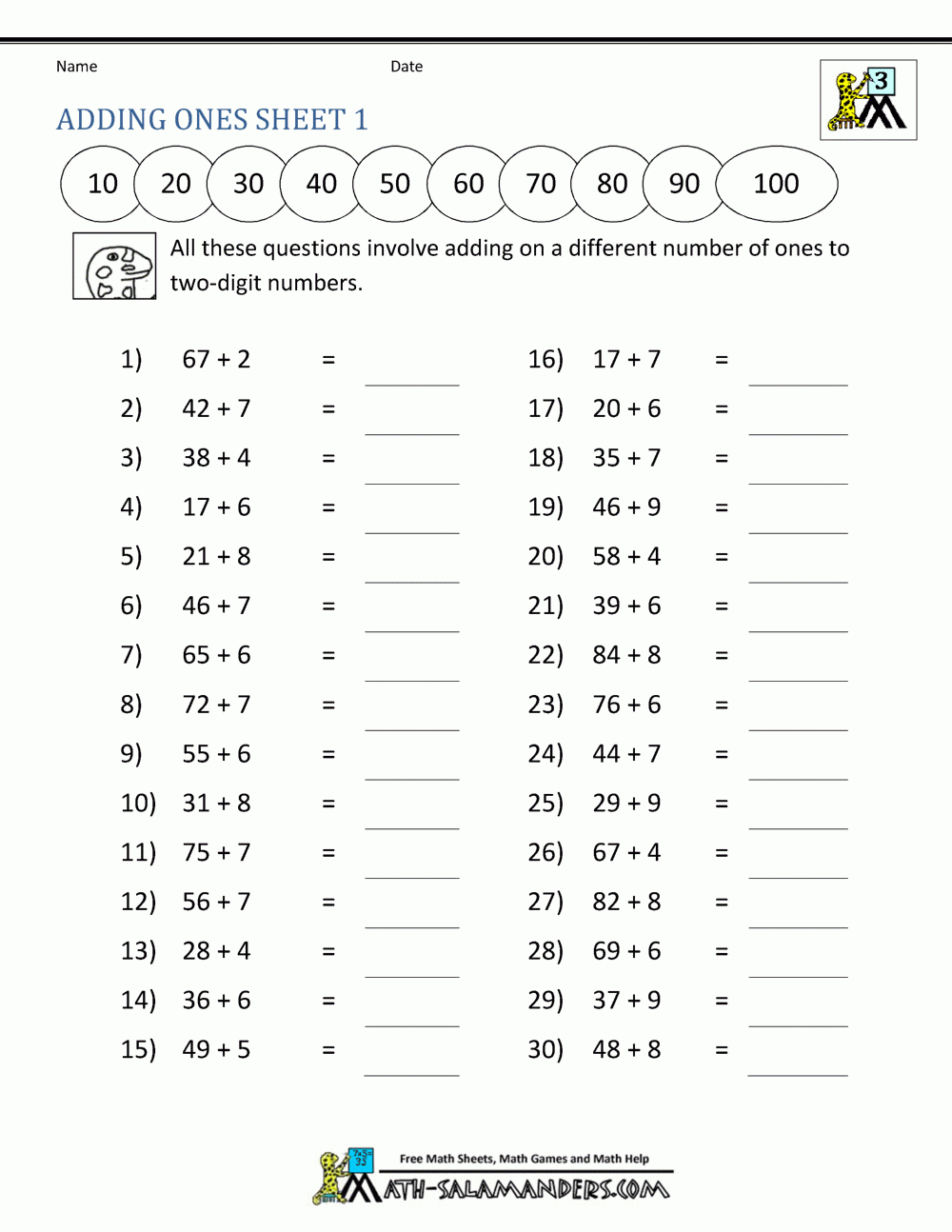 Third Grade Addition Worksheets regarding Free Printable Math Worksheets