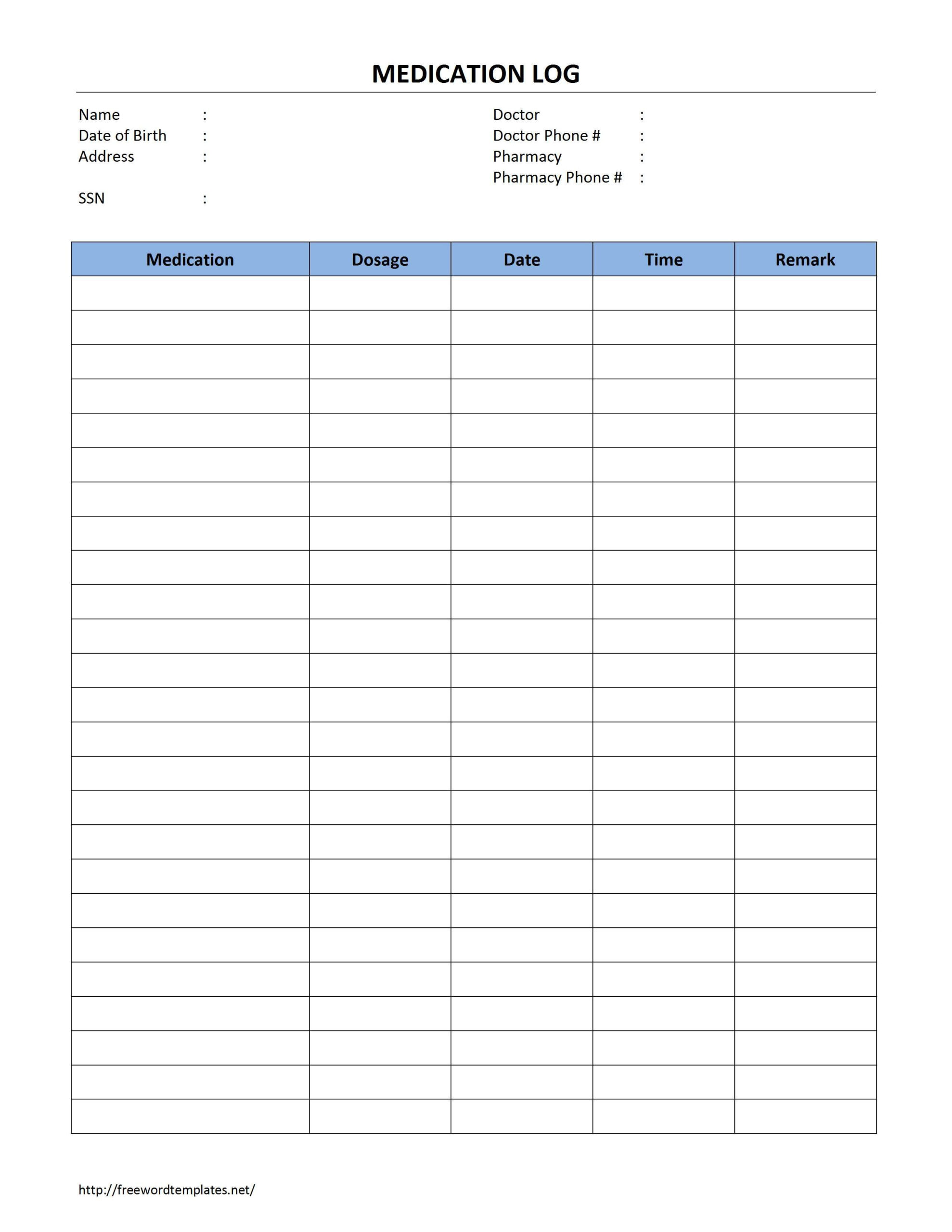 This Is A Medication Log Template That You Can Use To Record Day throughout Free Printable Medication Log Sheet