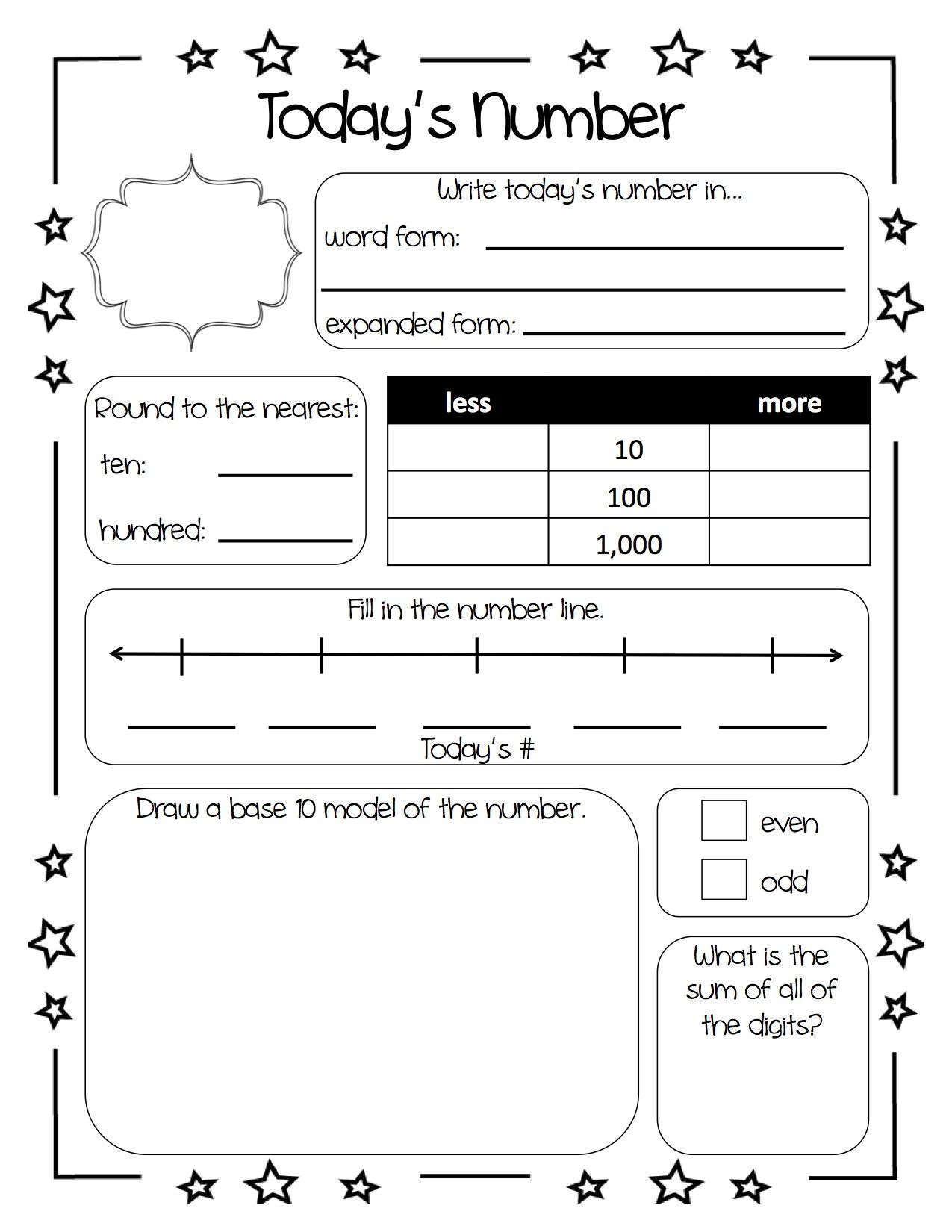 This Is A Number Of The Day Worksheet That My Colleague And I pertaining to Free Printable Number of the Day Worksheets