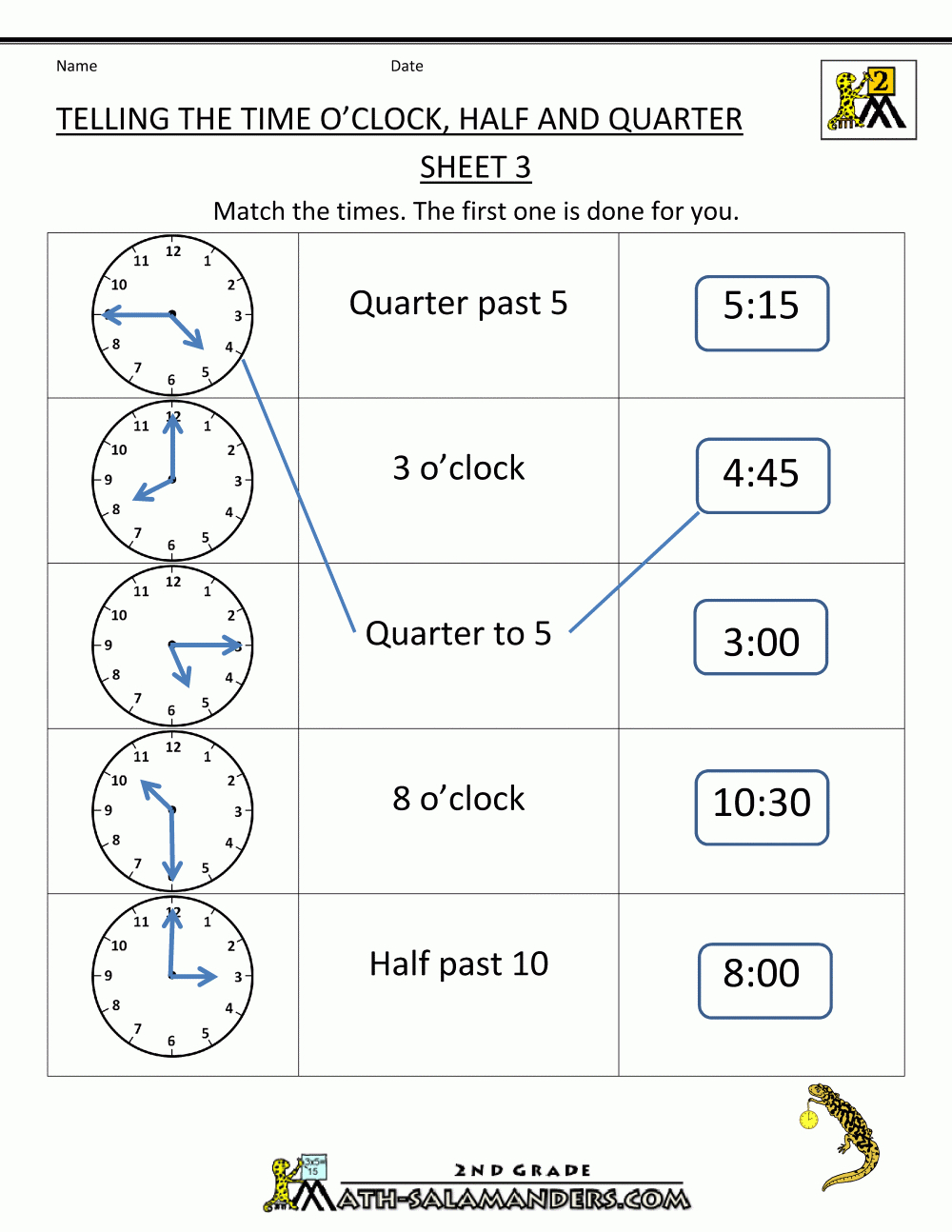 Time Worksheet O&amp;#039;Clock, Quarter, And Half Past | Time Worksheets in Free Printable Time Worksheets for Grade 3