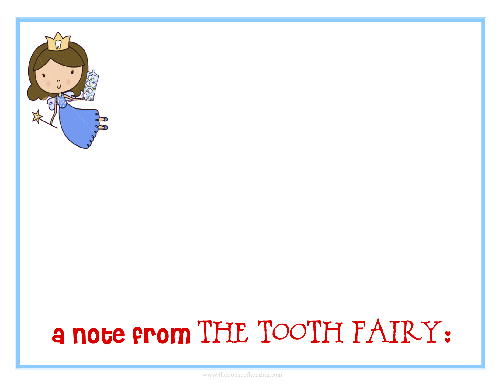 Tooth Fairy -Printables - The House Of Hendrix pertaining to Tooth Fairy Stationery Free Printable