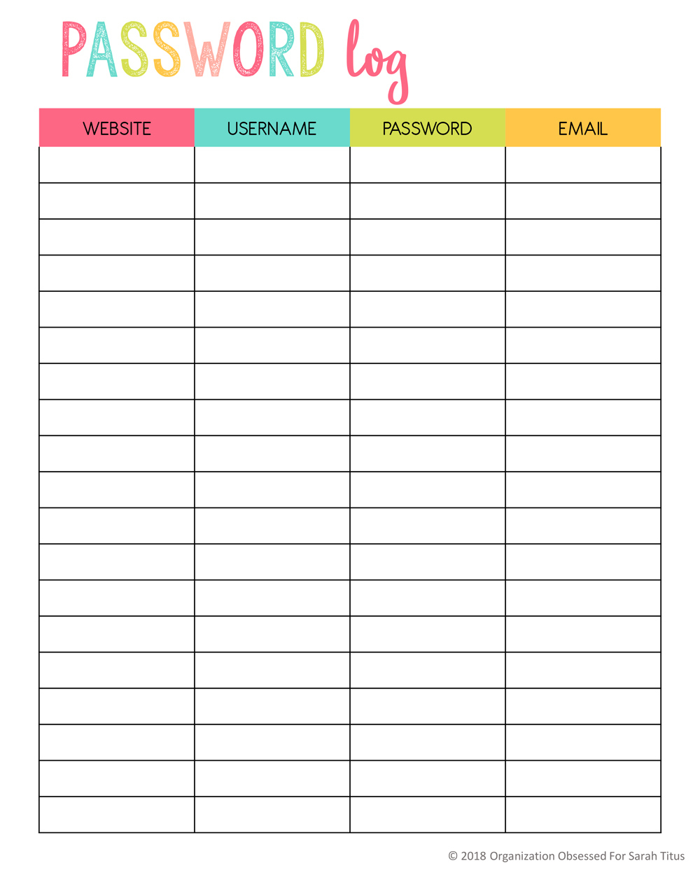 Top Password Keeper Printables To Download Instantly - Sarah Titus throughout Free Printable Password Keeper