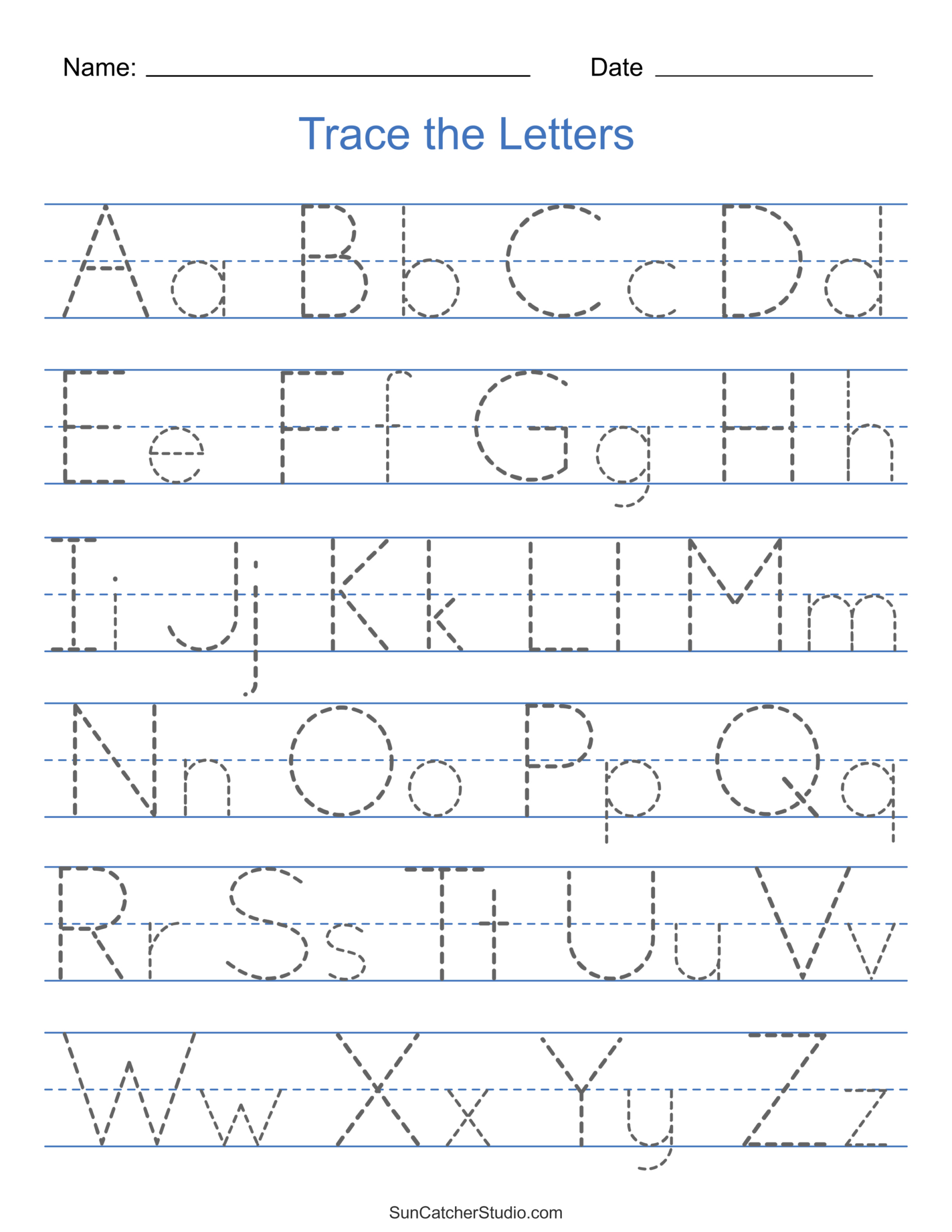 Tracing Alphabet Letters (Printable Handwriting Worksheets) – Diy inside Free Printable Alphabet Pages