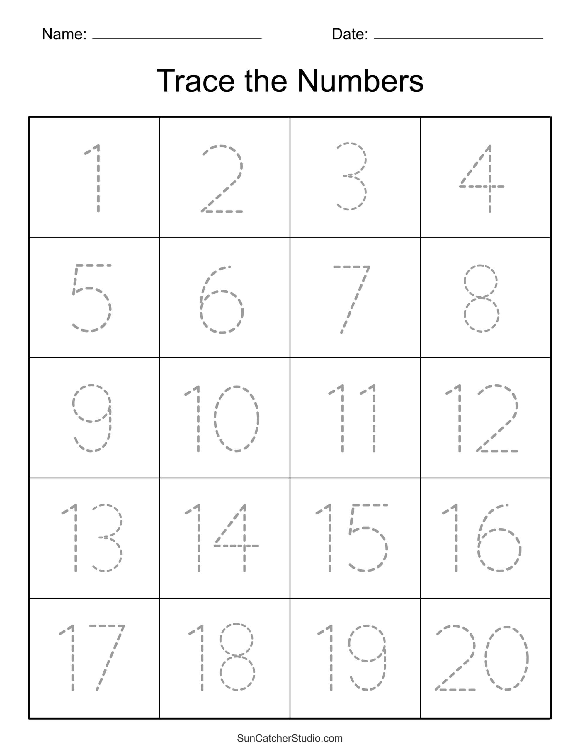 Tracing Numbers (Free Printable Practice Pdf Worksheets) – Diy in Free Printable Tracing Worksheets