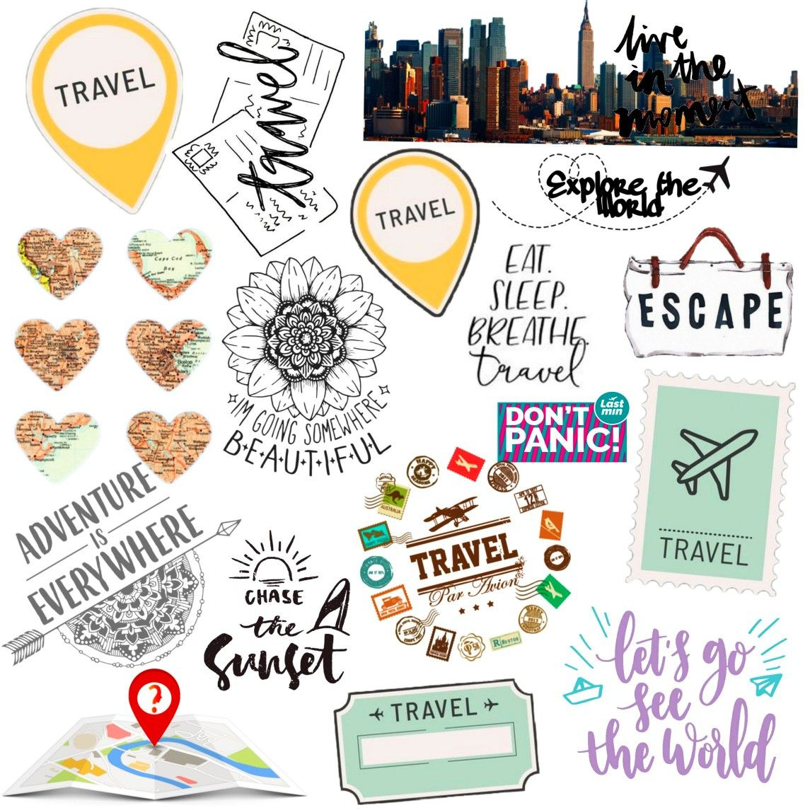 Travel Scrapbook Stickers - Set Of Printable Stickers intended for Free Printable Travel Stickers