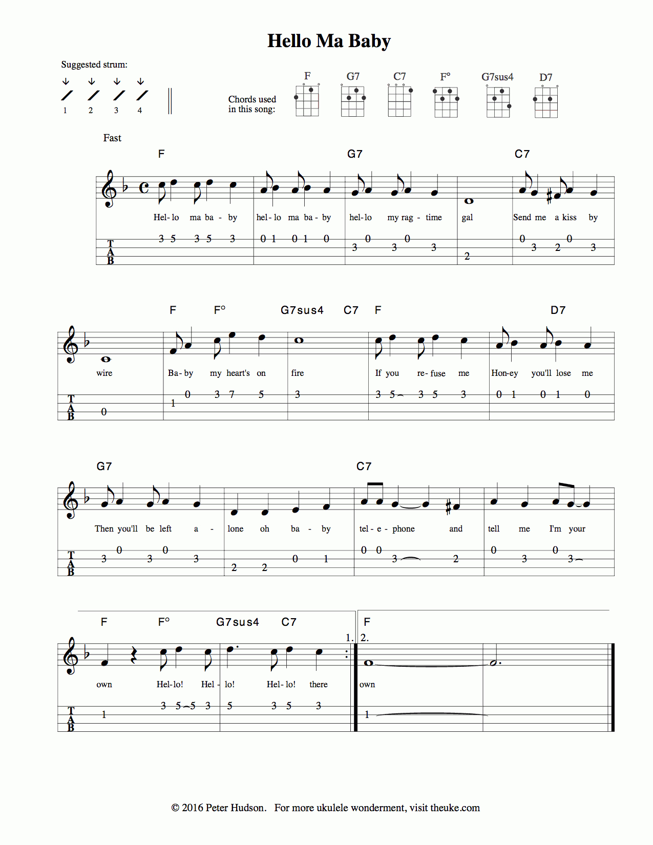 Ukulele Sheet Music - Theuke with Free Printable Ukulele Songs