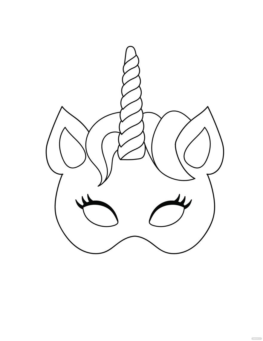 Unicorn Mask Coloring Page In Illustrator, Pdf, Svg, Jpg, Eps, Png regarding Free Printable Unicorn Mask