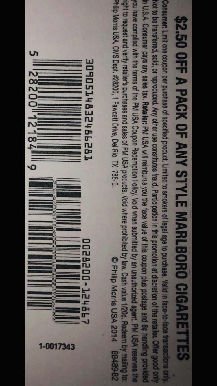 Universal $2.50 Off Coupon That Works For Any Type Of Marlboro for Free Printable Cigarette Coupons