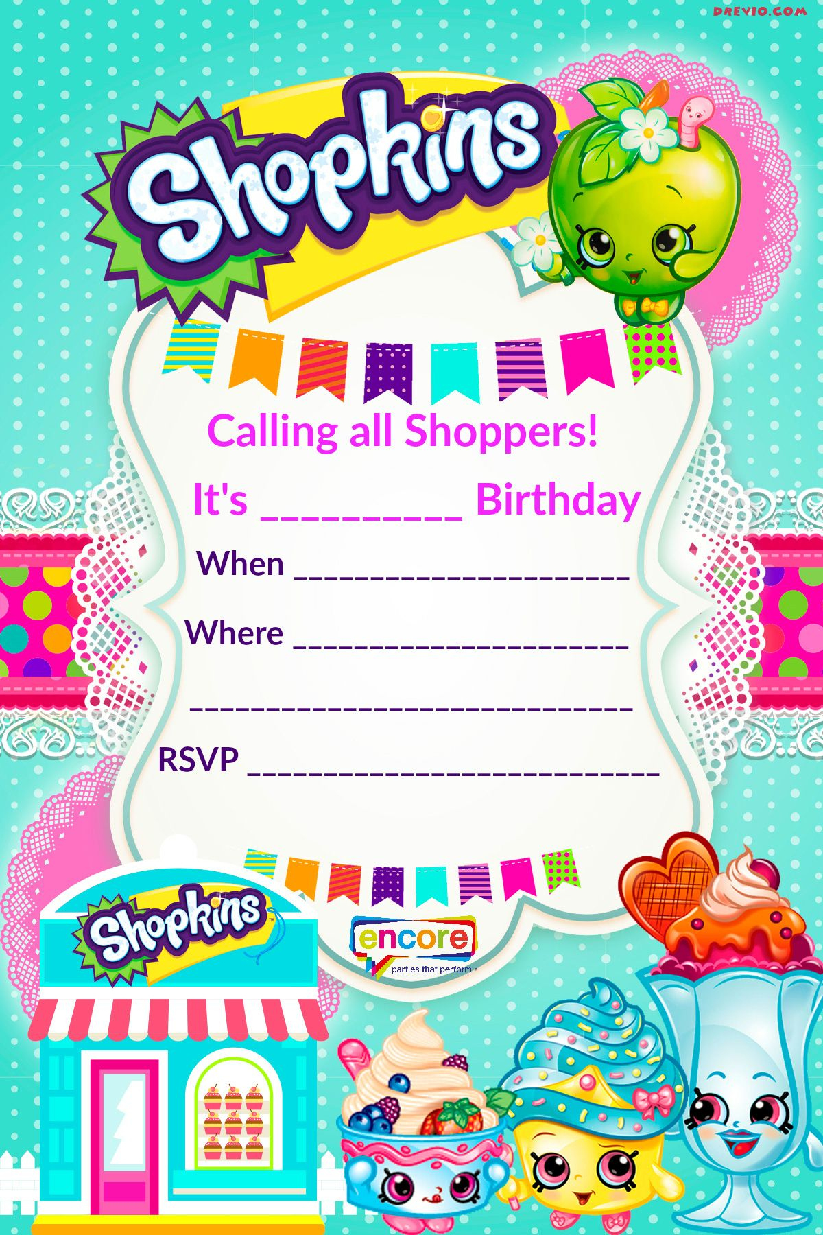 Updated – Free Printable Shopkins Birthday Invitation Template in Free Printable Shopkins Birthday Invitations