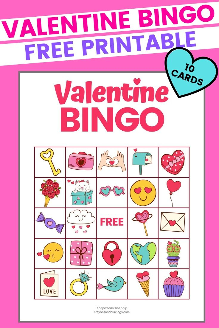 Valentine Bingo - Free Printable Valentine&amp;#039;S Day Game With 10 Cards! with regard to Valentines Bingo Cards Free Printable