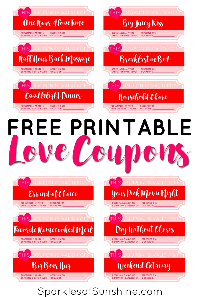 Valentine&amp;#039;S Day Free Printable Love Coupons - Sparkles Of Sunshine inside Free Printable Love Coupons For Wife