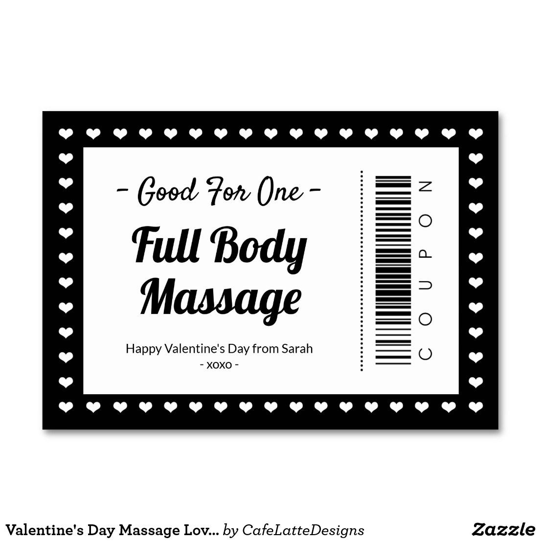 Valentine&amp;#039;S Day Massage Love Coupon Couple Gift Table Number inside Free Massage Coupon Printable