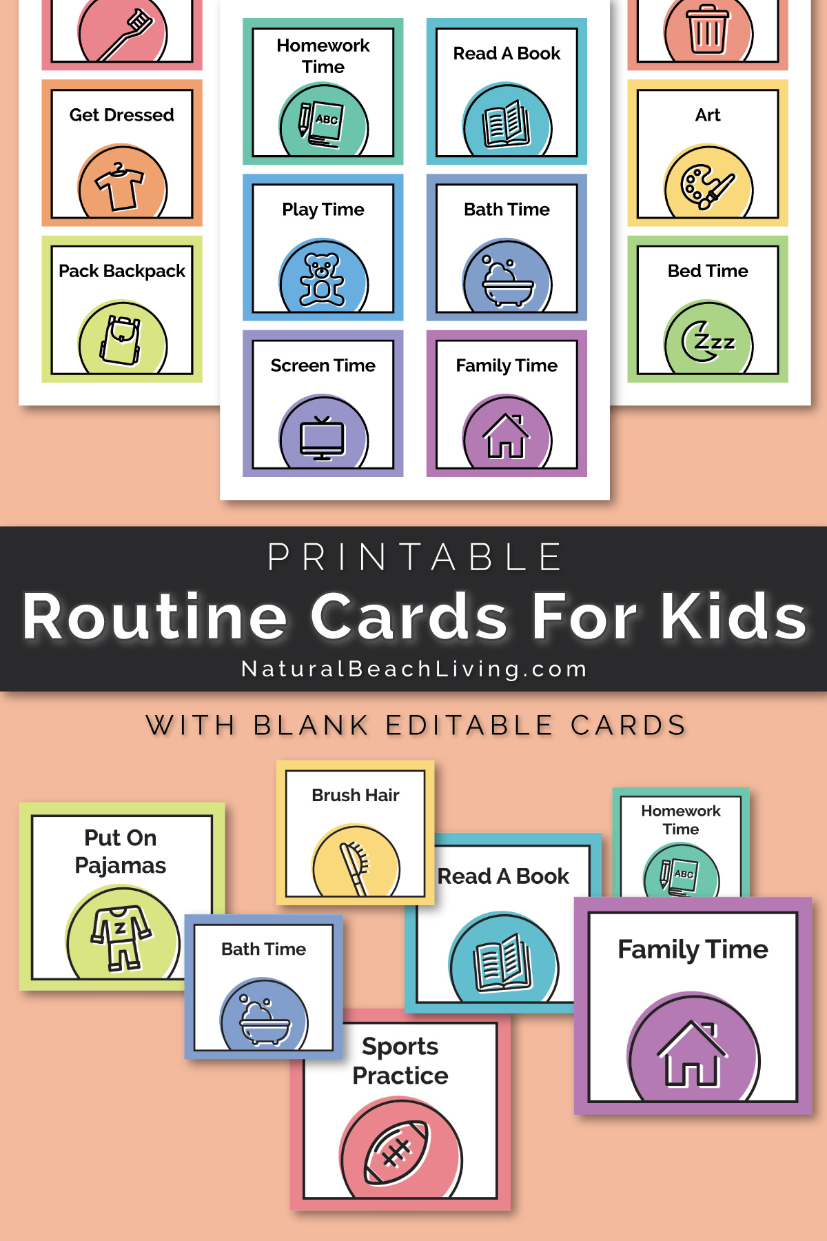 Visual Schedule - Free Printable Routine Cards - Natural Beach Living throughout Free Printable Routine Cards