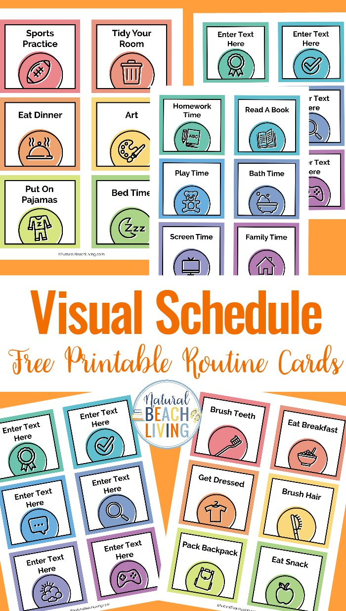 Visual Schedule - Free Printable Routine Cards - Natural Beach Living with Free Printable Picture Schedule Cards