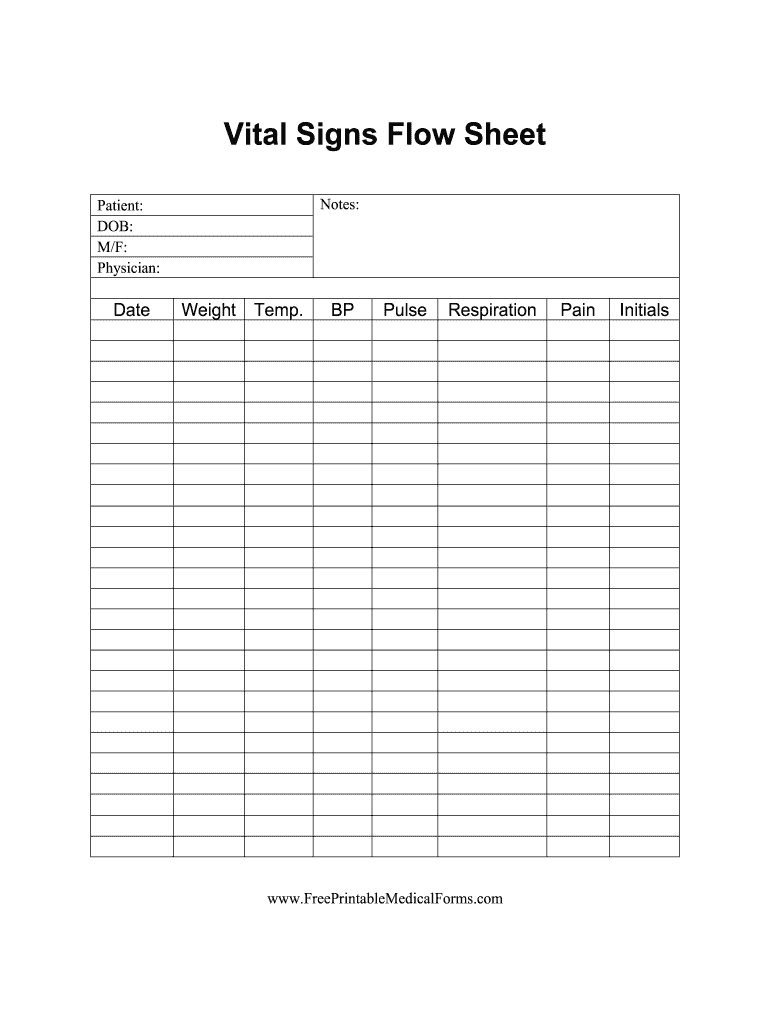 Vital Signs Sheet Pdf - Fill Online, Printable, Fillable, Blank with regard to Free Printable Vital Sign Sheets