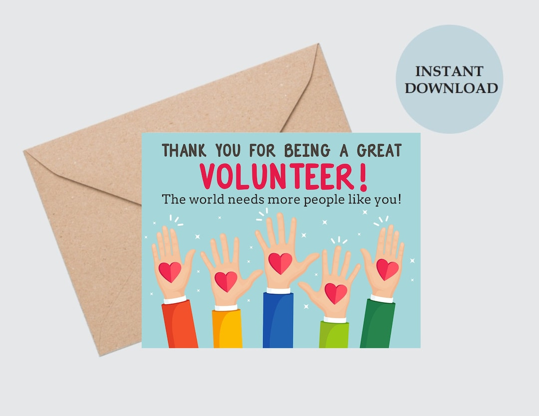 Volunteer Appreciation Card Printable / Volunteer Thank You Card Printable / Volunteer Appreciation Gifts / Volunteer Appreciation Pdf - Etsy within Free Printable Volunteer Thank You Cards