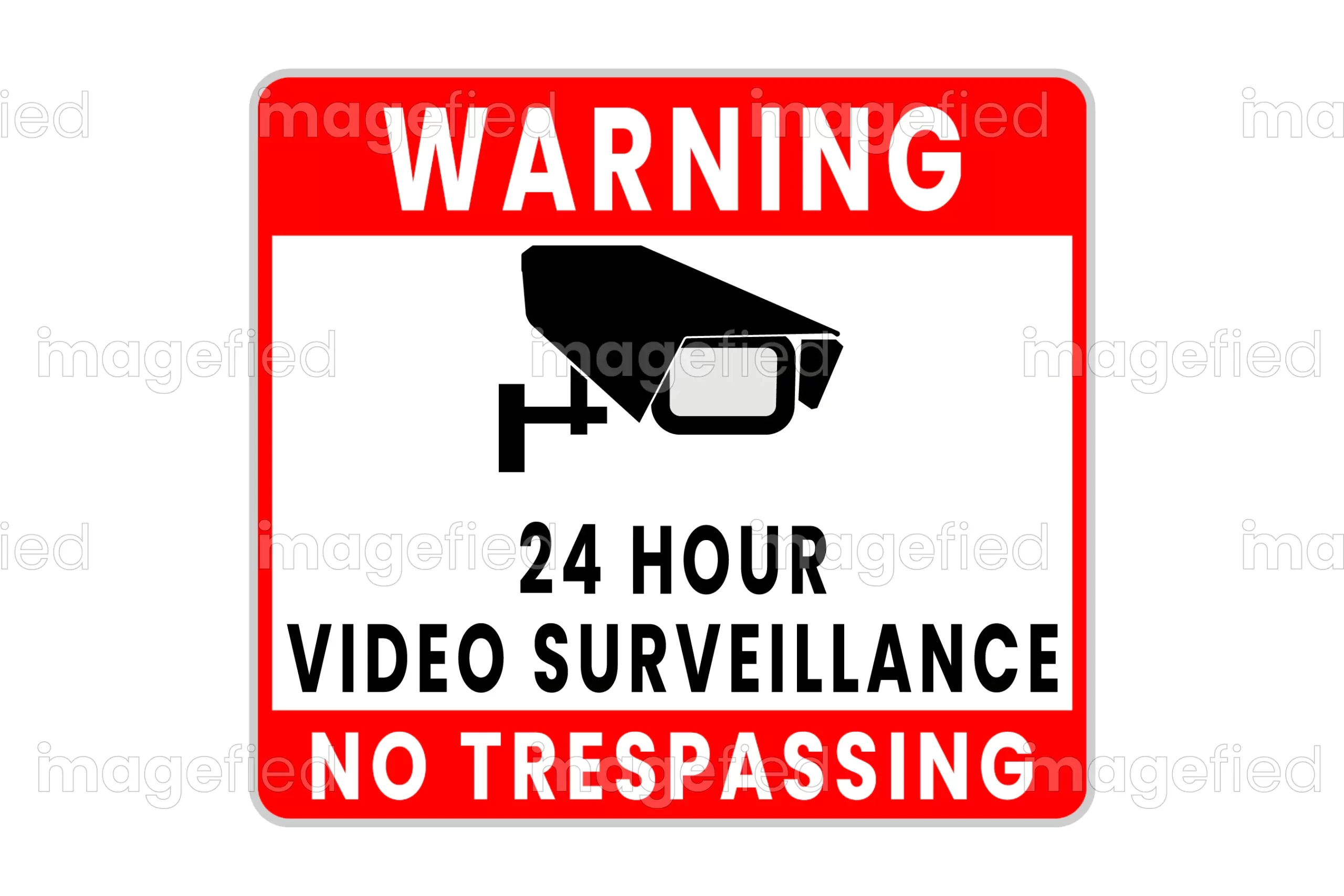 Warning 24 Hours Video Surveillance No Trespassing Sign Sticker regarding Printable Video Surveillance Signs Free