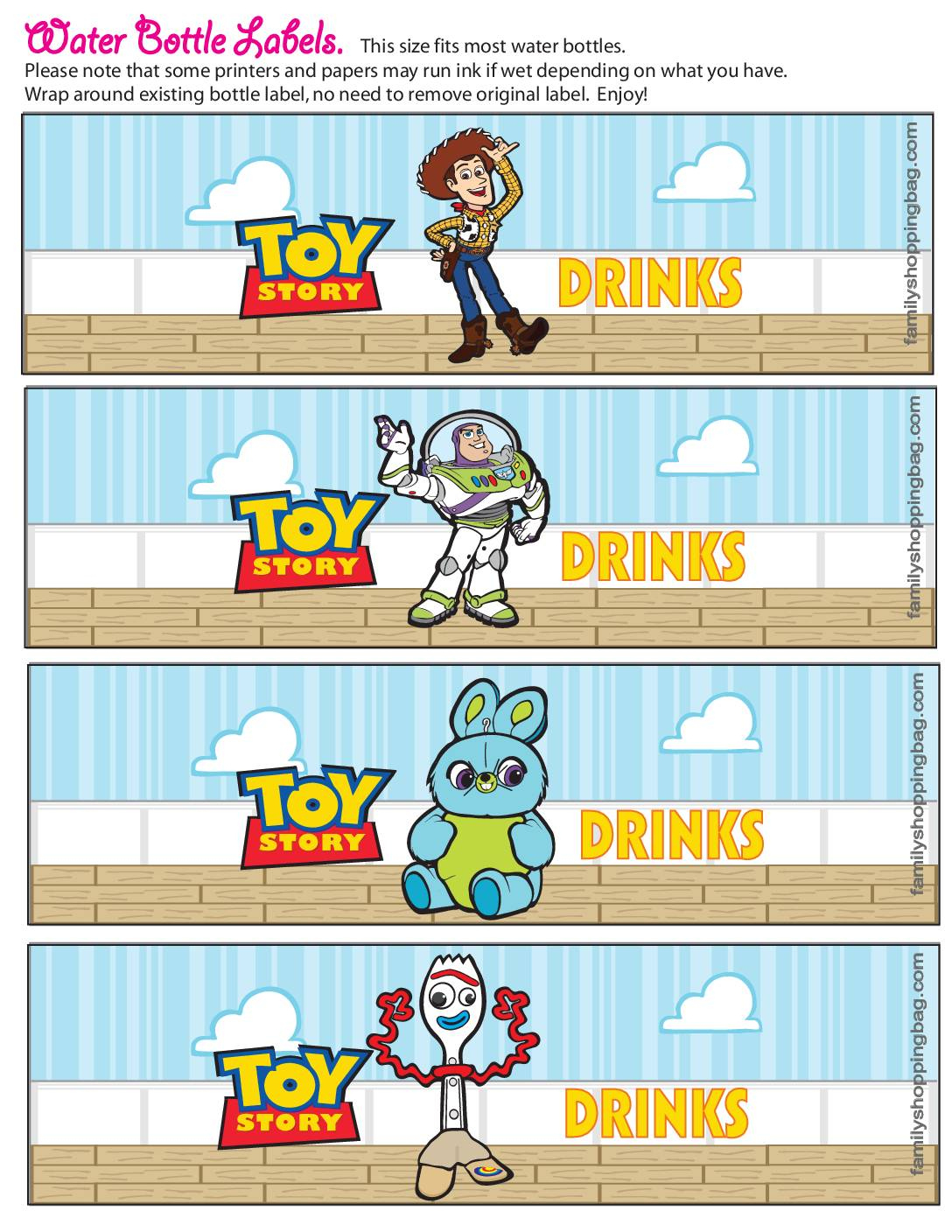 Water Label Toy Stor in Free Printable Toy Story Water Bottle Labels