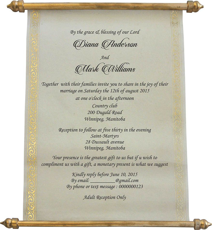 Wedding Invitation Wording For Christian Wedding Ceremony | Scroll within Free Printable Wedding Scrolls