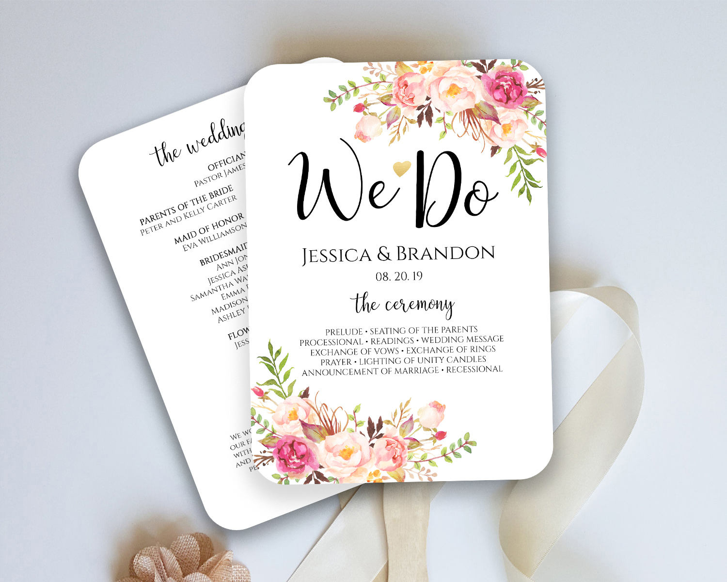 Wedding Program Fan Template Ceremony Program Fan Wedding Fan with Free Printable Wedding Fan Templates