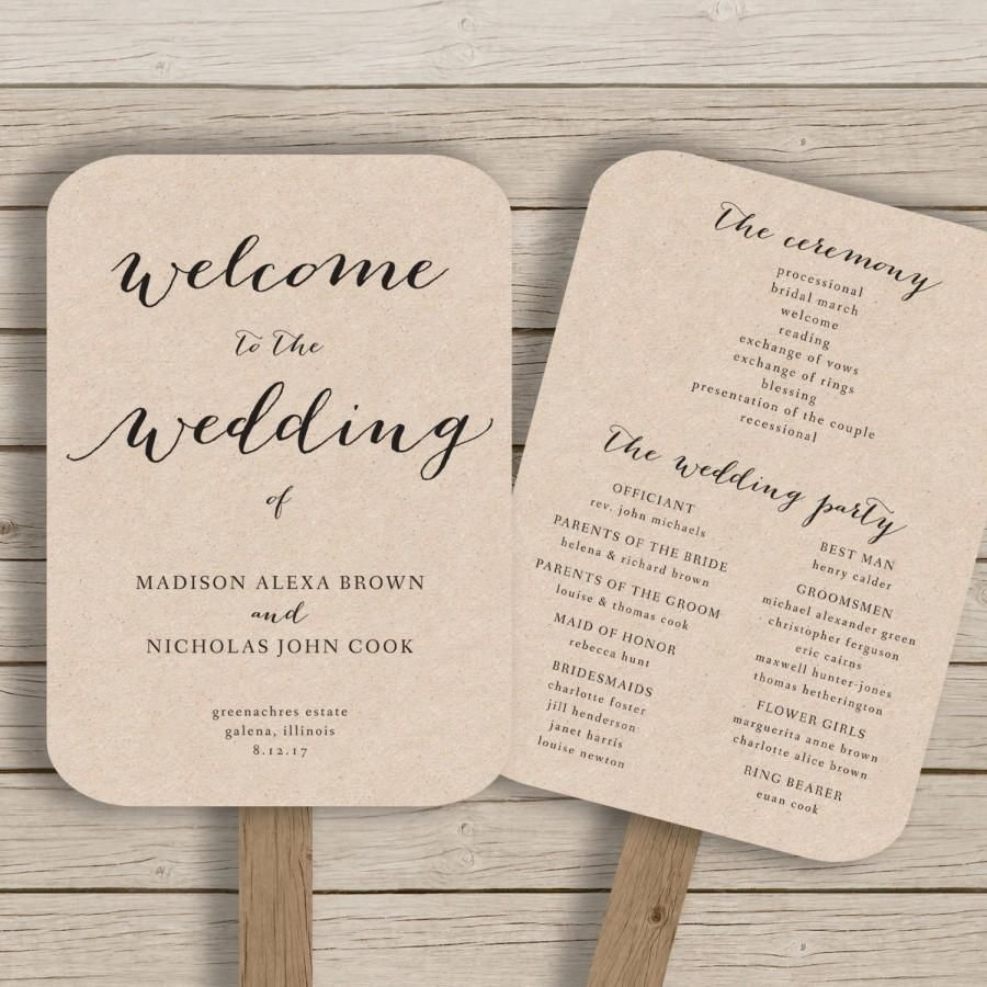 Wedding Program Fan Template - Printable Rustic Wedding Fan with Free Printable Fan Wedding Programs