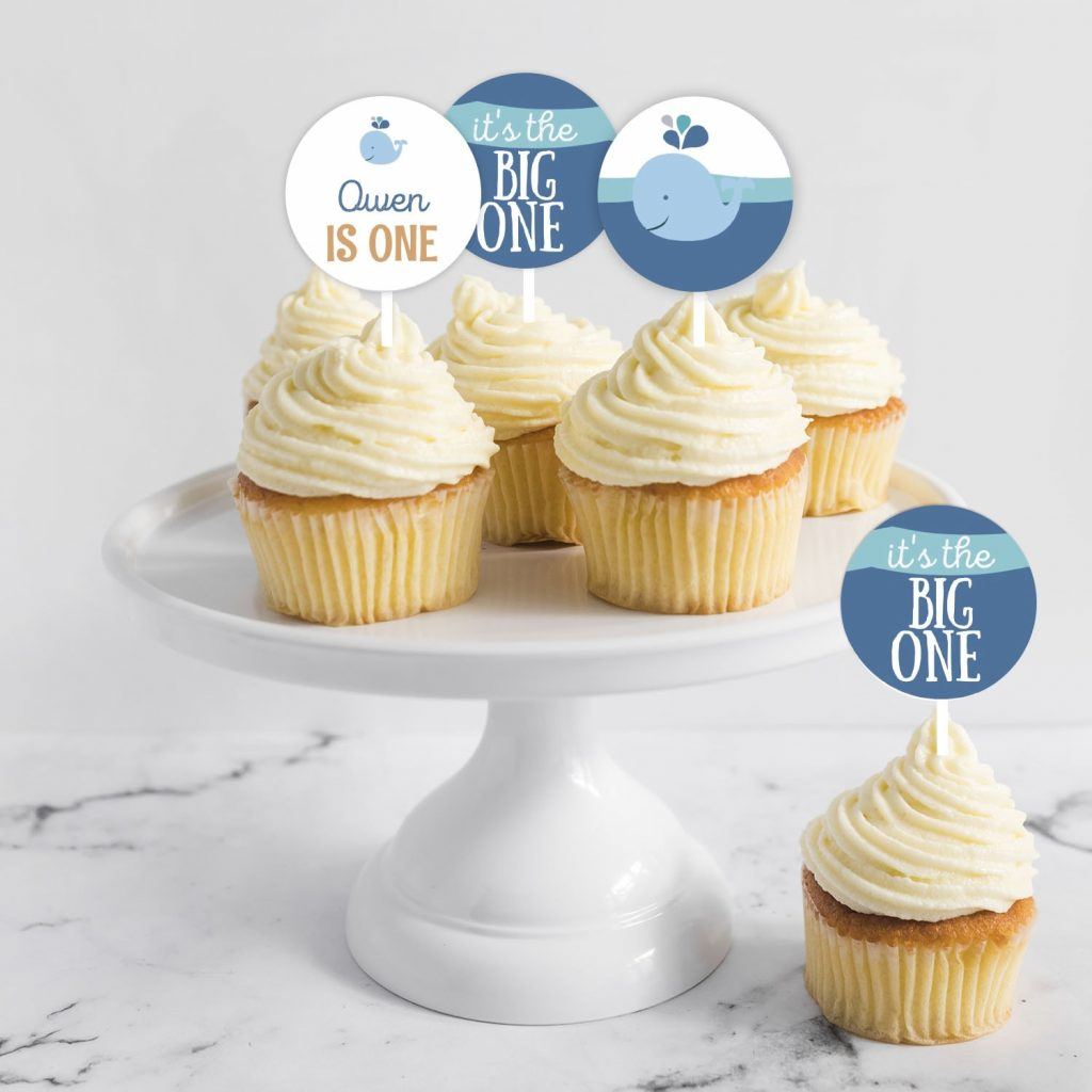 Whale Birthday Cupcake Toppers - Elva M Design Studio regarding Free Printable Whale Cupcake Toppers