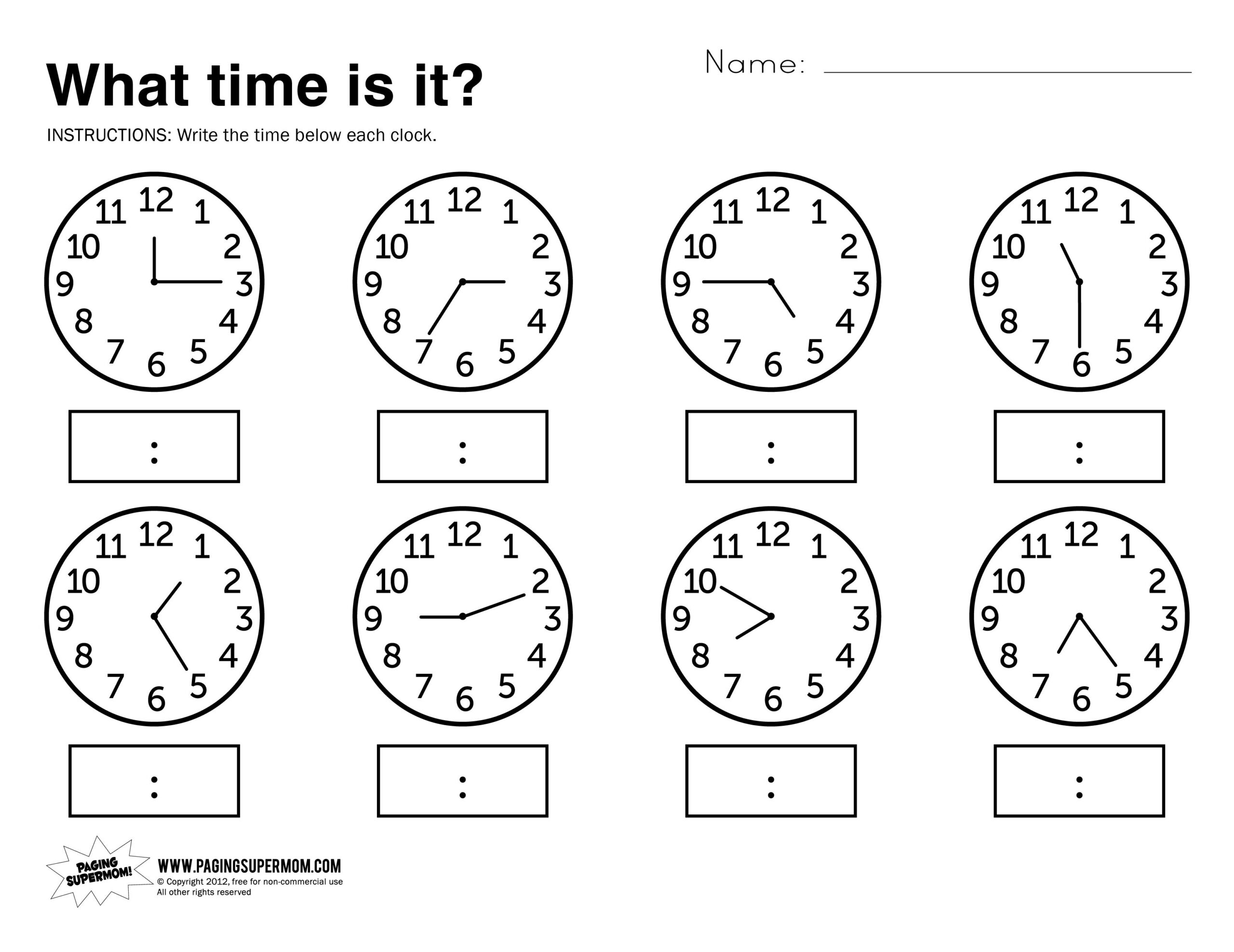 What Time Is It Printable Worksheet | Time Worksheets, Telling in Free Printable Time Worksheets For Kindergarten