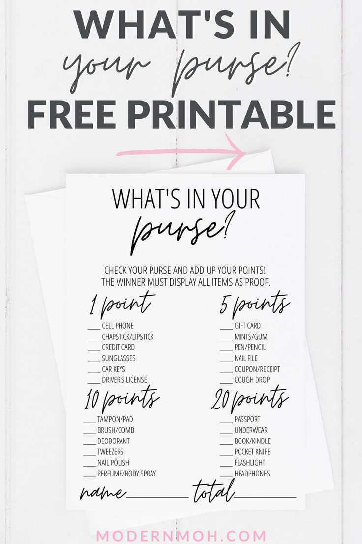 What&amp;#039;S In Your Purse? Game Free Printable | Purse Game, Bridal regarding Free Printable What&amp;#039;S In Your Purse Game