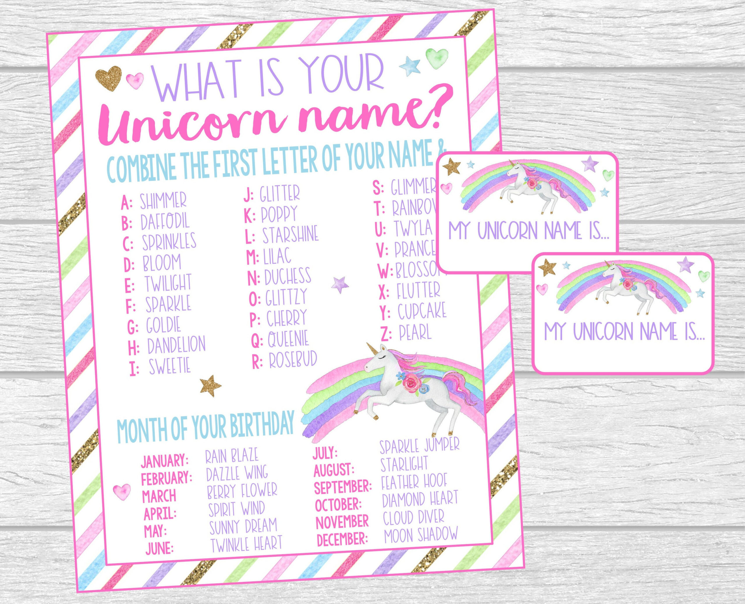 What&amp;#039;S Your Unicorn Name? Printable Sign And Name Tags For Unicorn Party. Instant Digital Download. 8X10 &amp;amp; 11X14 Sizes. Unicorn Rainbow Game intended for Unicorn Name Free Printable