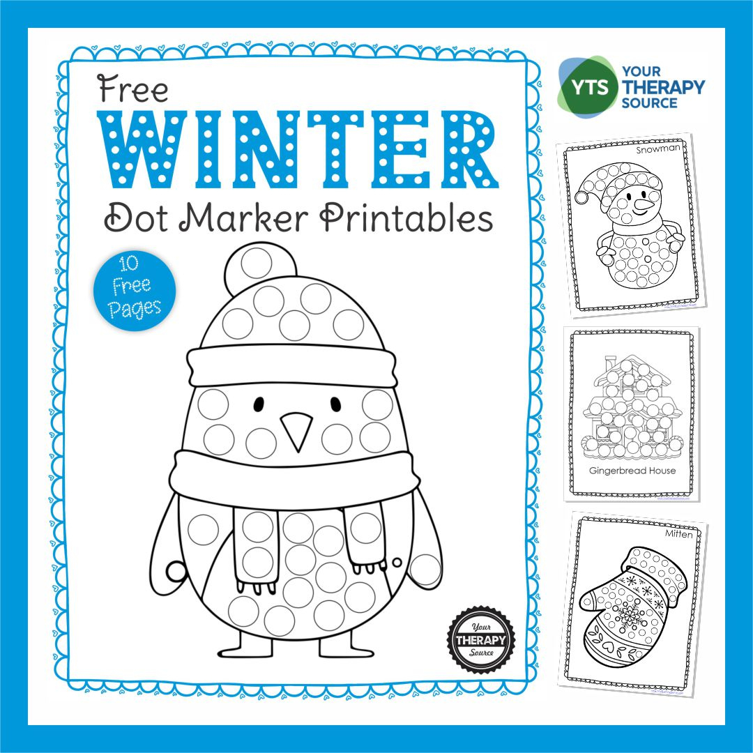 Winter Dot Art - Free Printable Packet - Your Therapy Source throughout Do A Dot Art Pages Free Printable