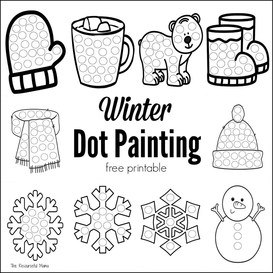 Winter Dot Painting {Free Printable} - The Resourceful Mama pertaining to Free Dot Painting Printables