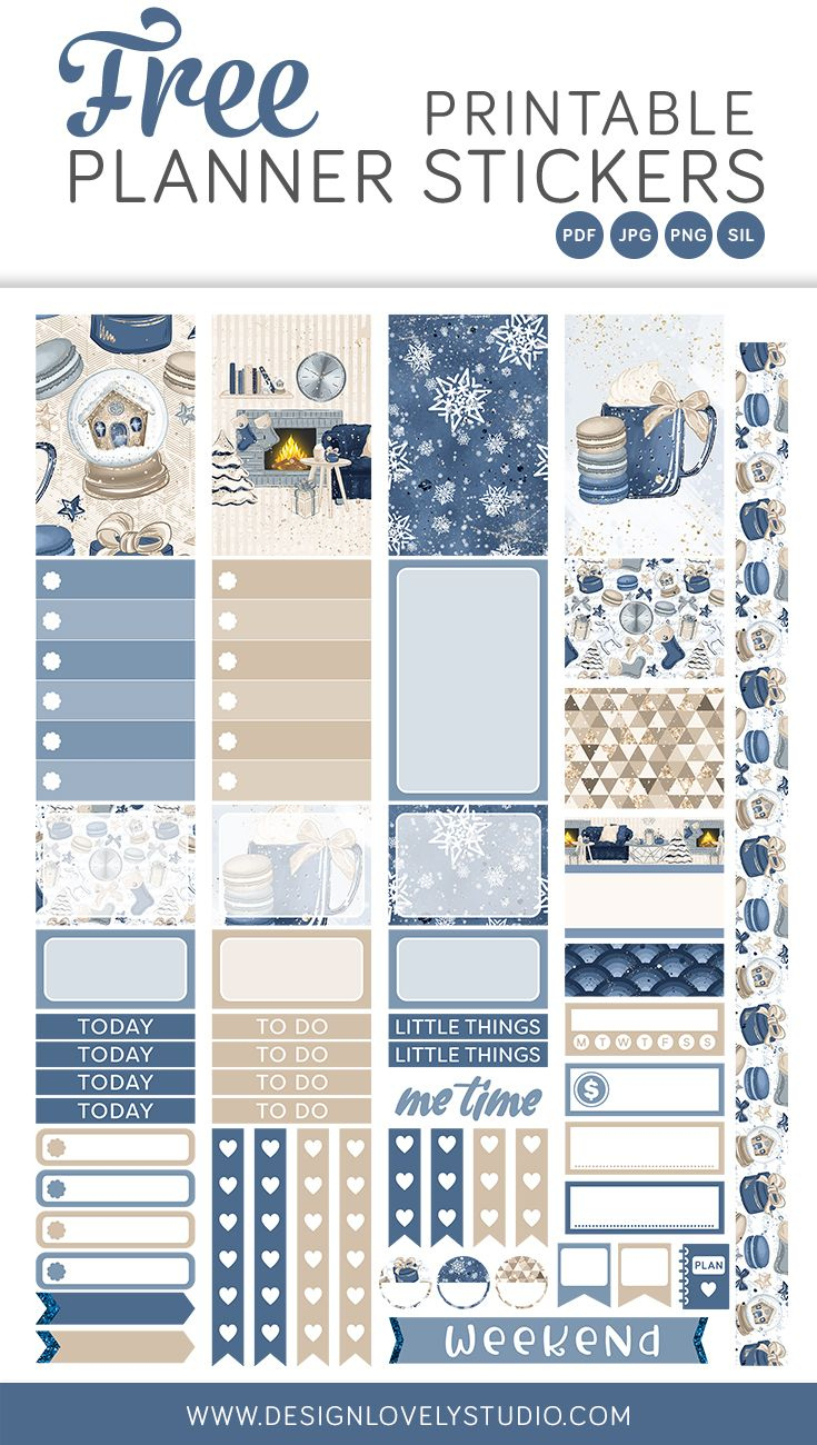 Winter Free Printable Planner Stickers Kit throughout Free Printable Happy Planner Stickers