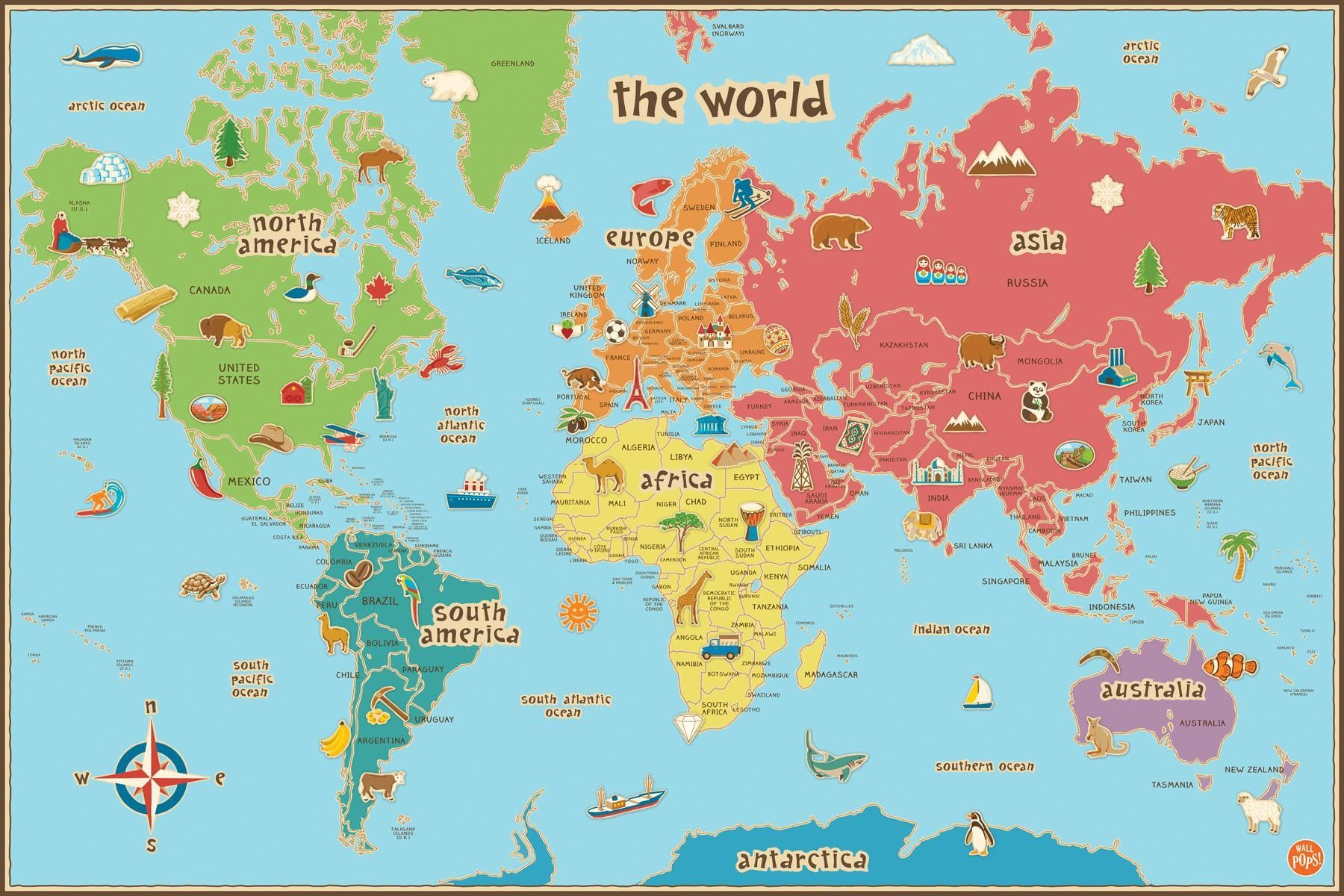 World Map For Kids pertaining to Free Printable Maps for Kids