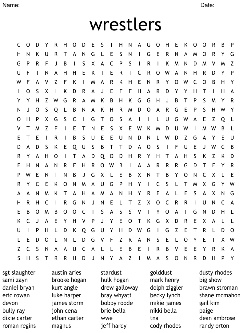 Wwe Superstars Wwe Word Search - Google Search | Words To Use with Free Printable WWE Word Search