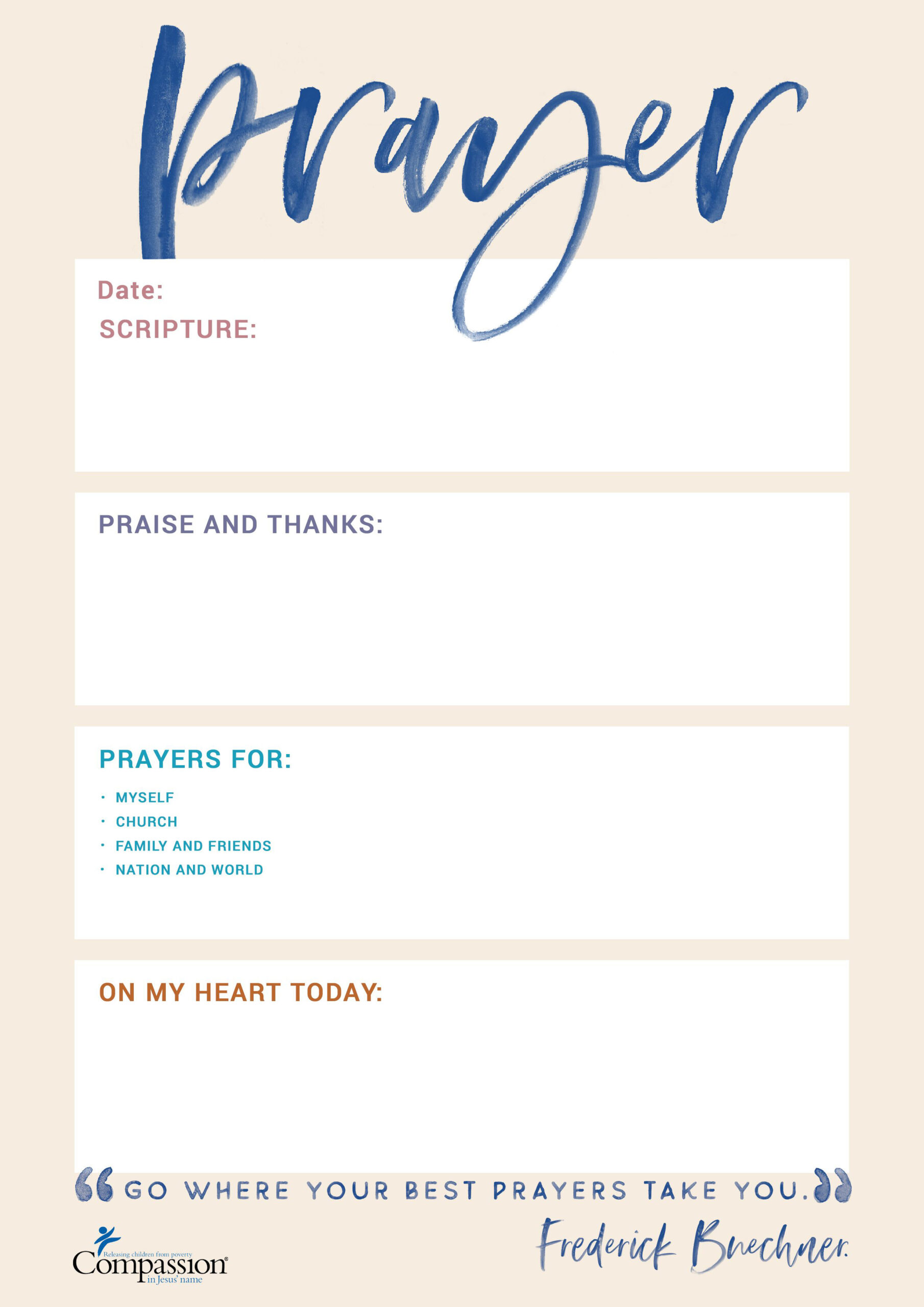 Your Free Prayer Journal Templates | Compassion Uk pertaining to Free Printable Prayer Journal