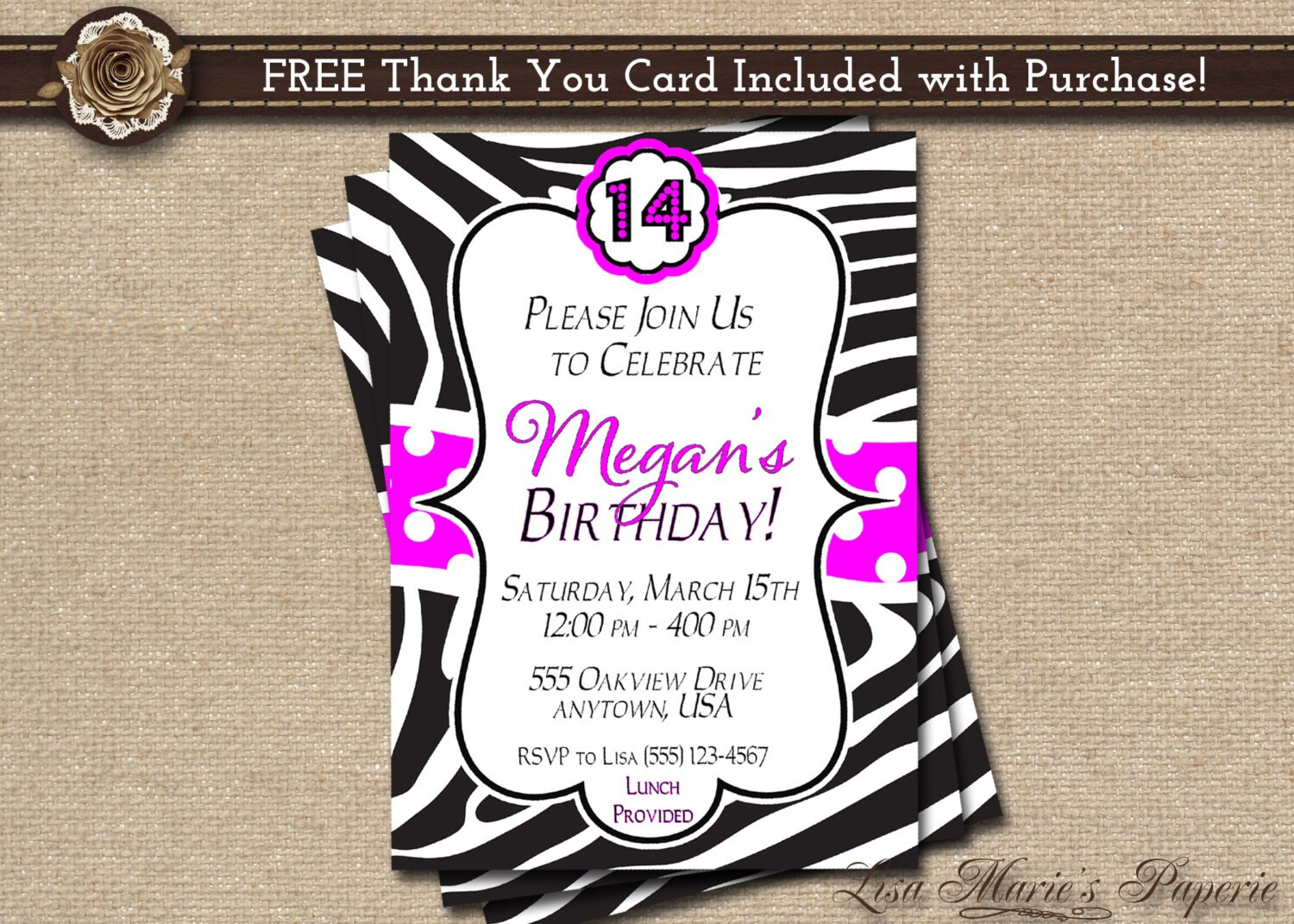 Zebra Birthday Invitation, Girl Birthday Party Invitation with regard to Zebra Invitations Printable Free